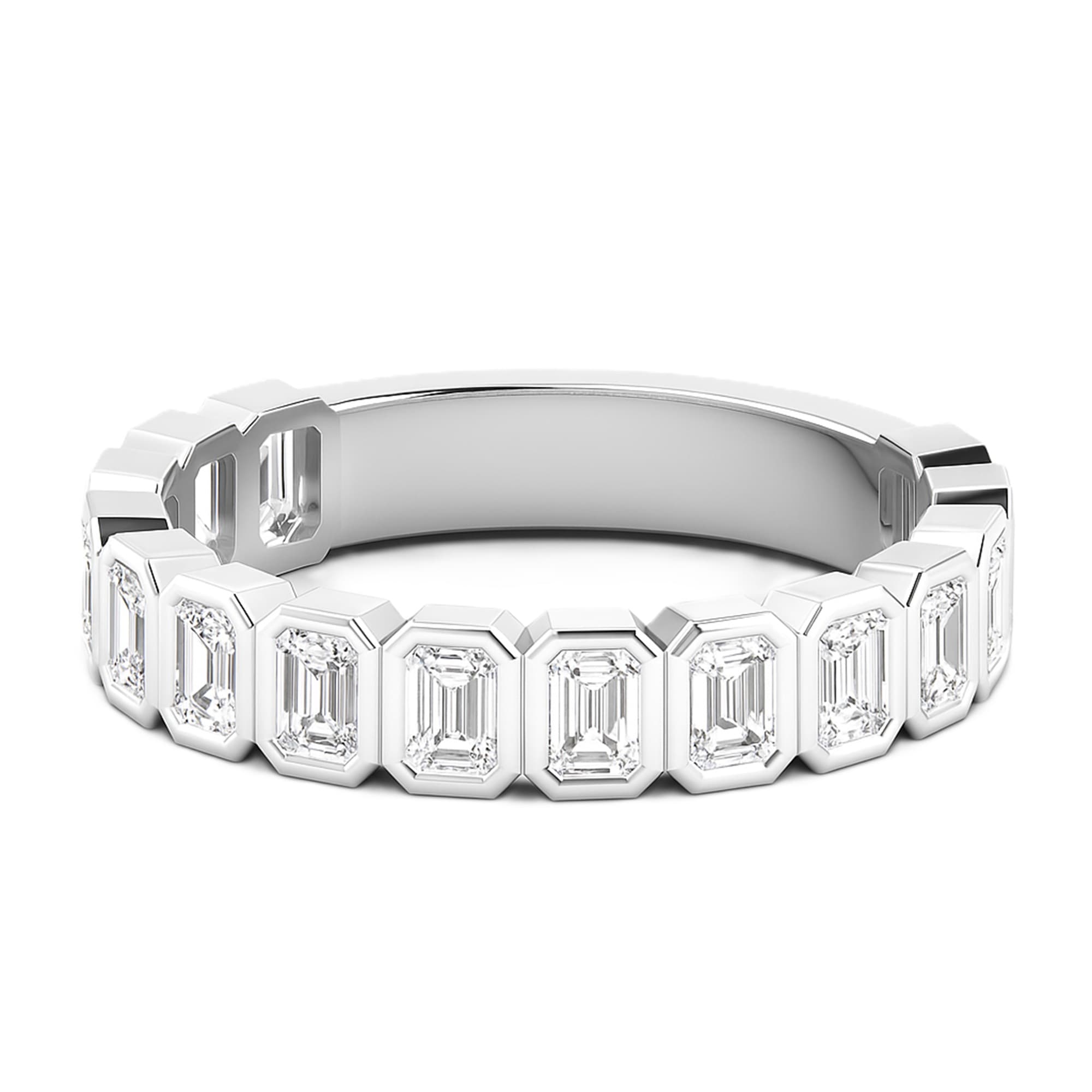 Emerald Half Eternity (1.6 ct. tw.), On hand view in white gold or platinum