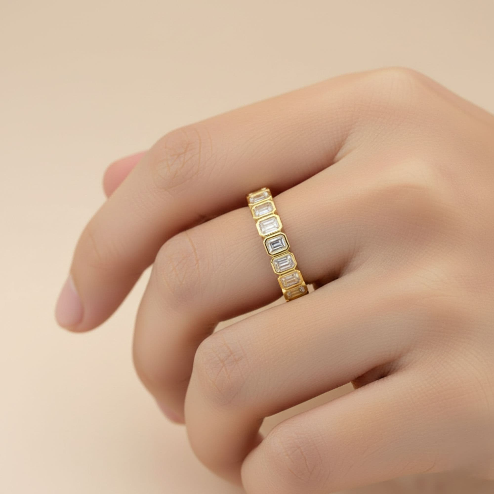 Emerald Half Eternity (1.6 ct. tw.), Side view in yellow gold
