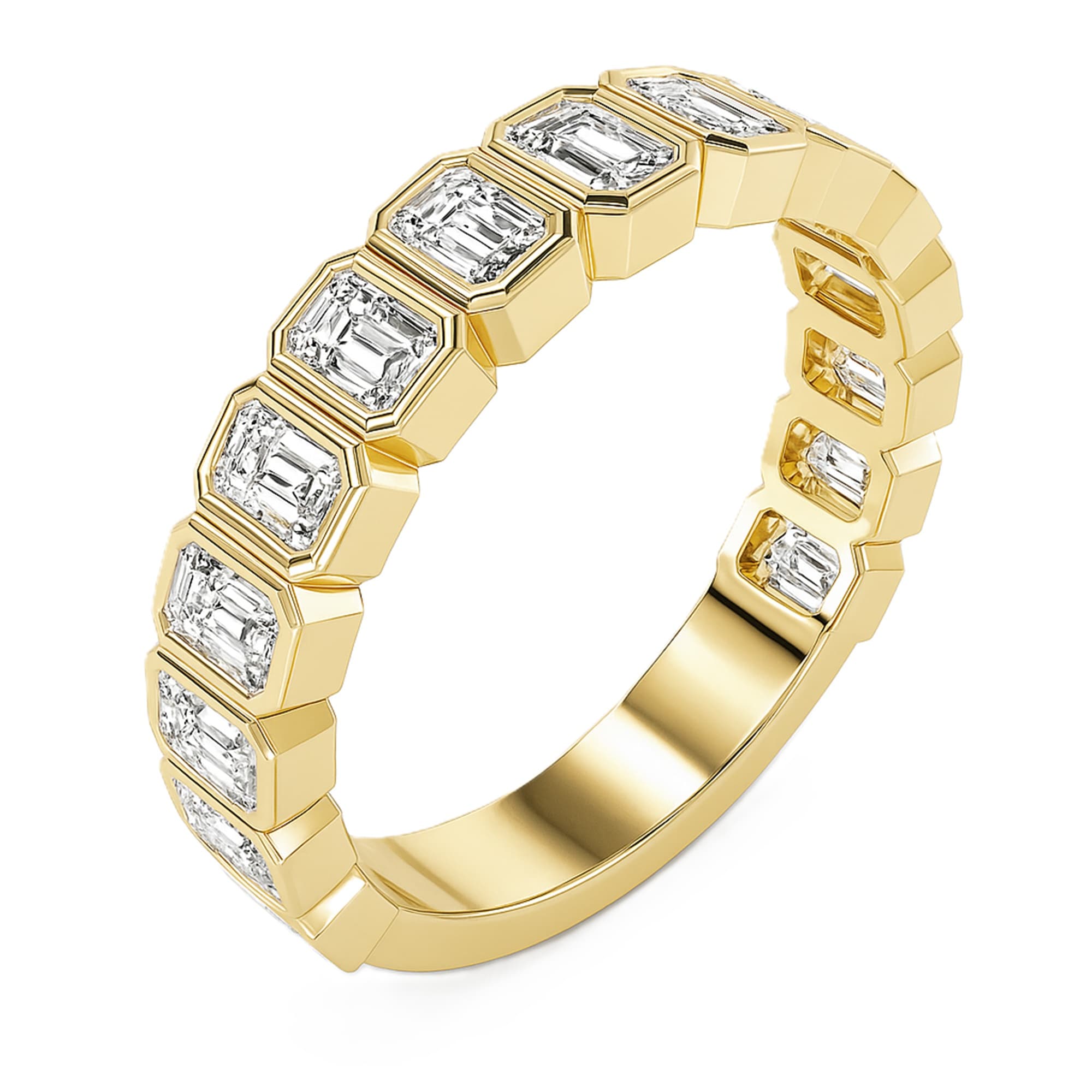 Emerald Half Eternity (1.6 ct. tw.), Top view in yellow gold