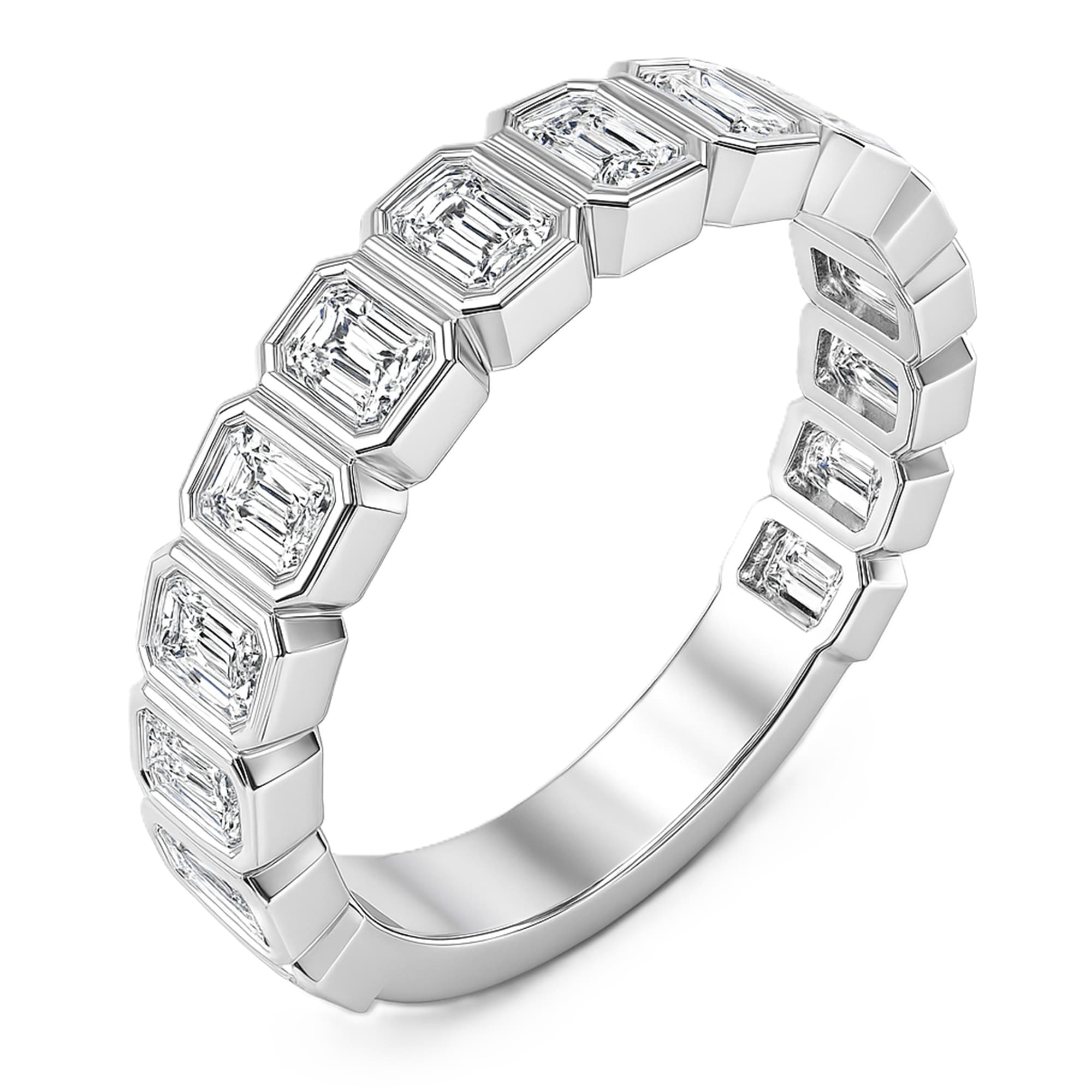 Emerald Half Eternity (1.6 ct. tw.), Top view in white gold or platinum
