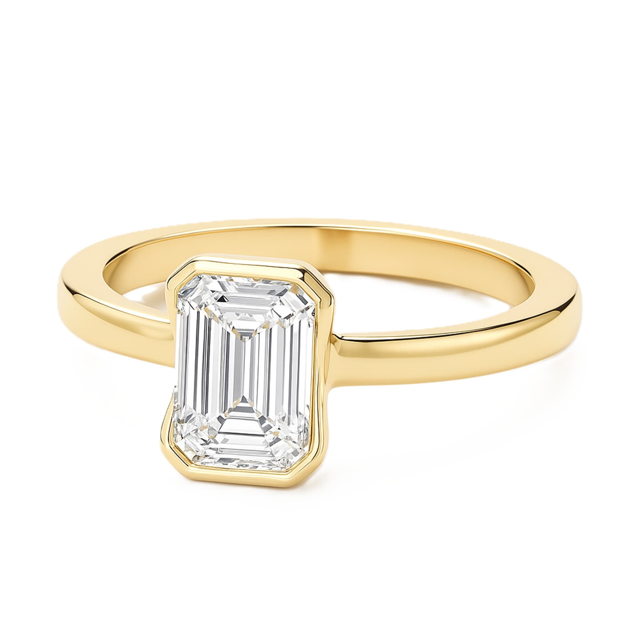 Emerald 1 ct Plus Ring, style L0237R, On hand view in yellow gold