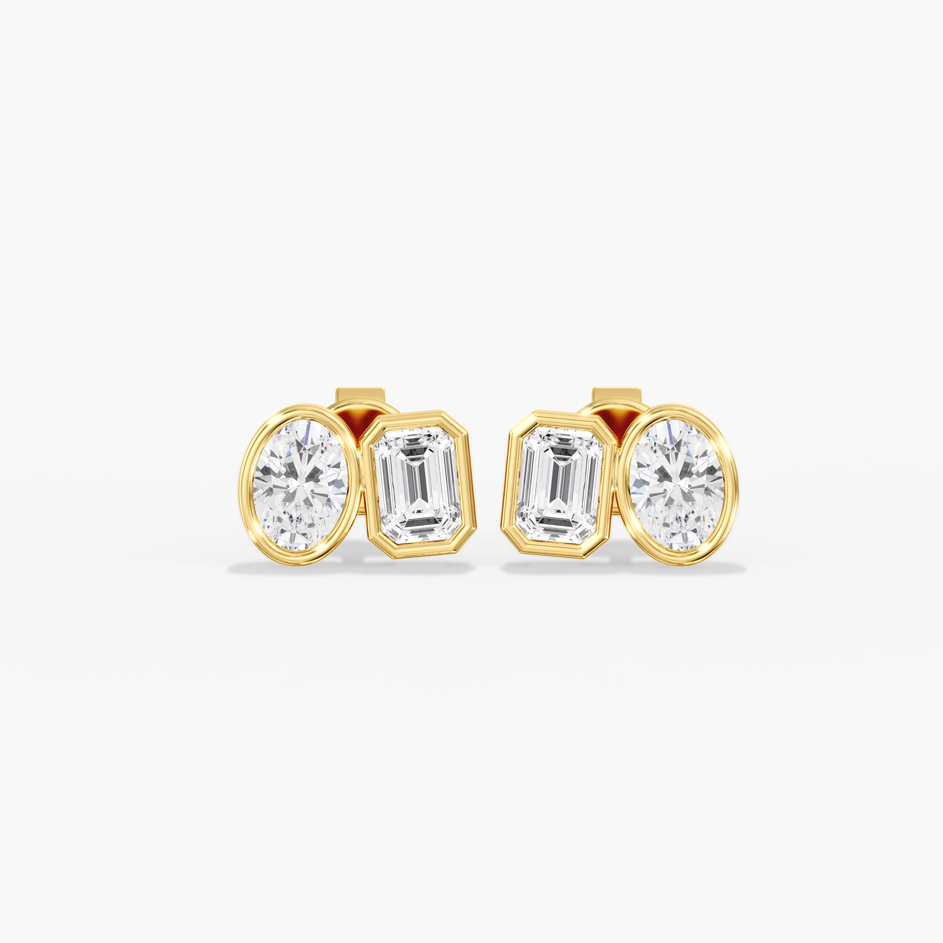 Lab Diamond Multi-Shape Toi Moi Studs 2 Ctw (2 ct. tw.), Front view in yellow gold
