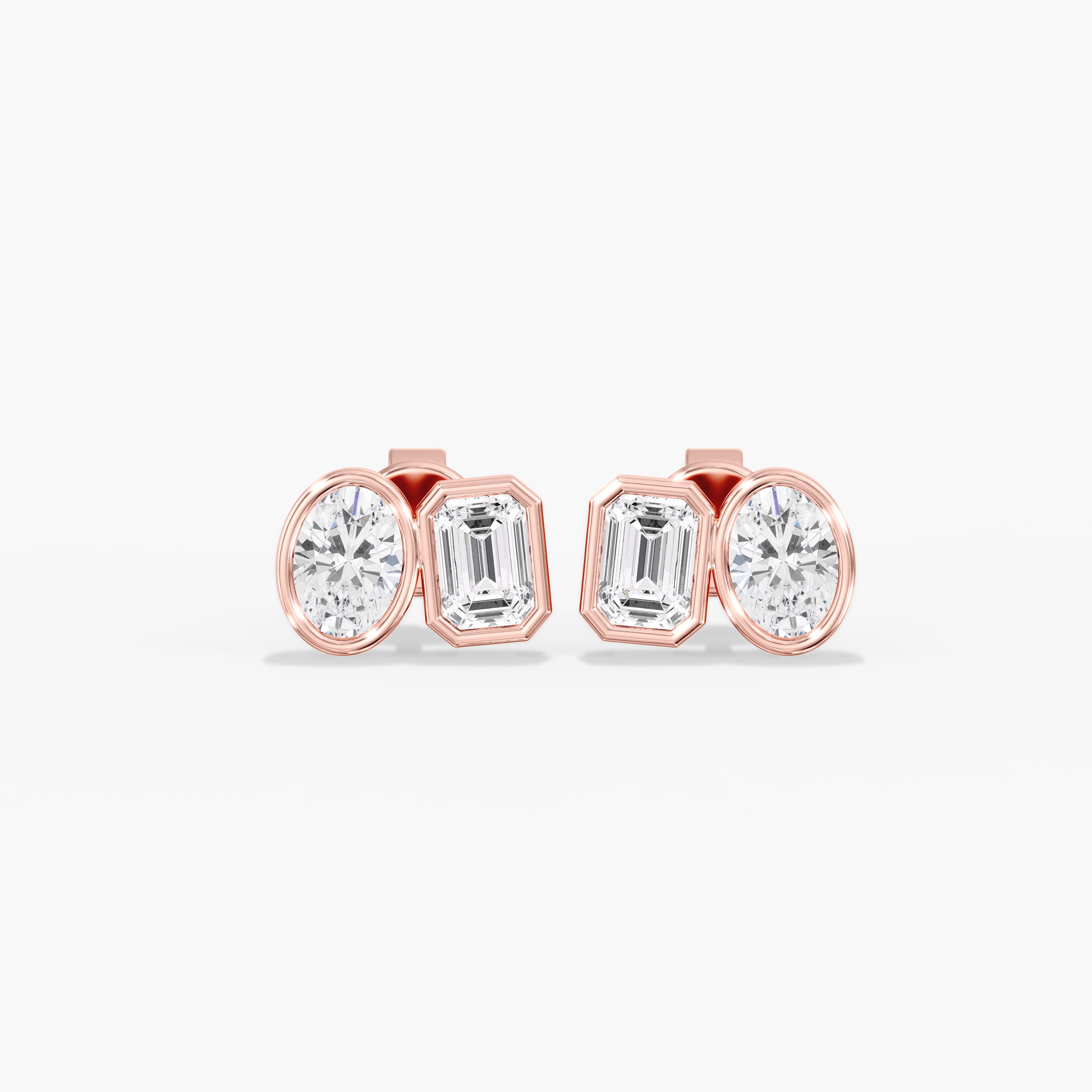 Lab Diamond Multi-Shape Toi Moi Studs 2 Ctw (2 ct. tw.), Front view in rose gold
