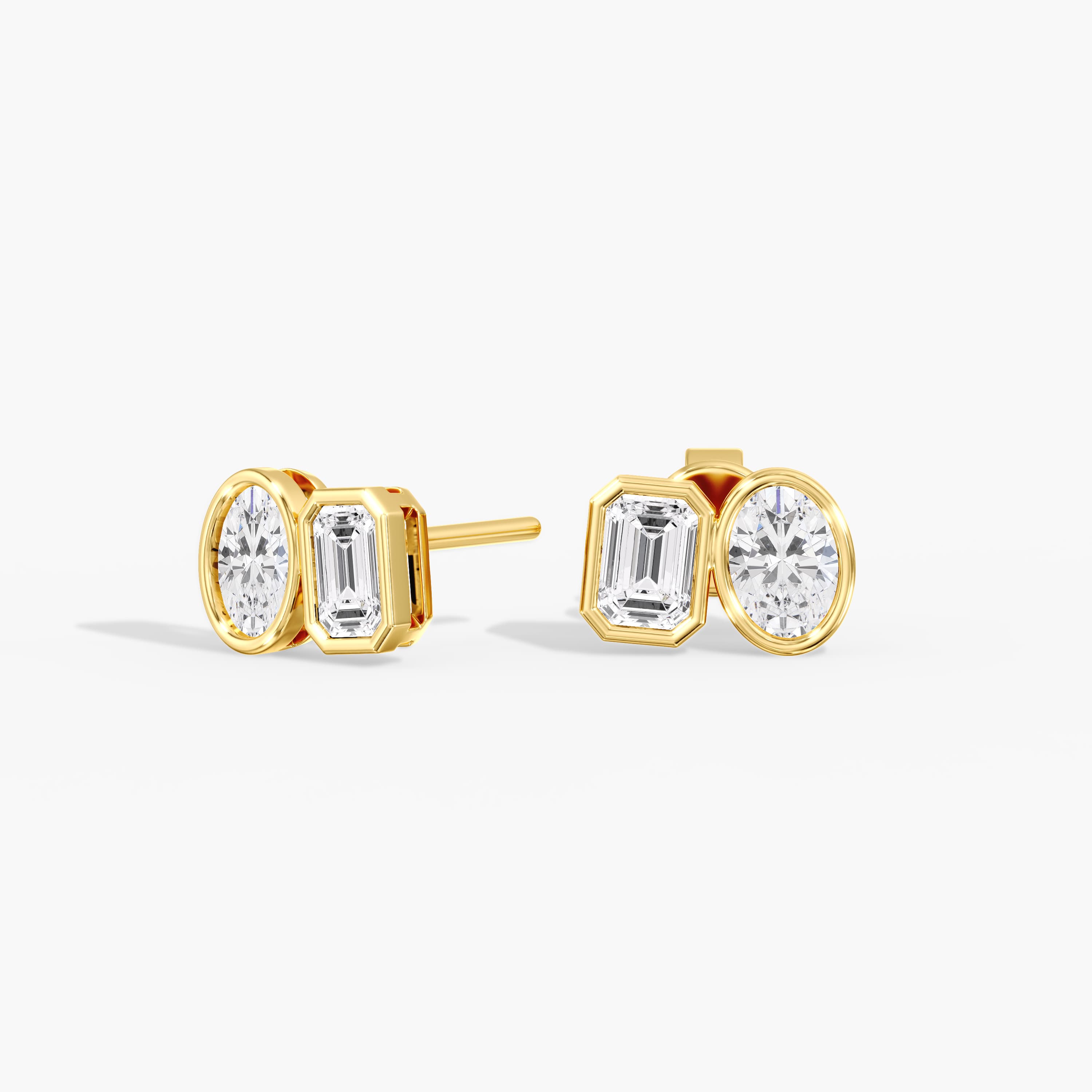 Lab Diamond Multi-Shape Toi Moi Studs 2 Ctw (2 ct. tw.), Angle view in yellow gold
