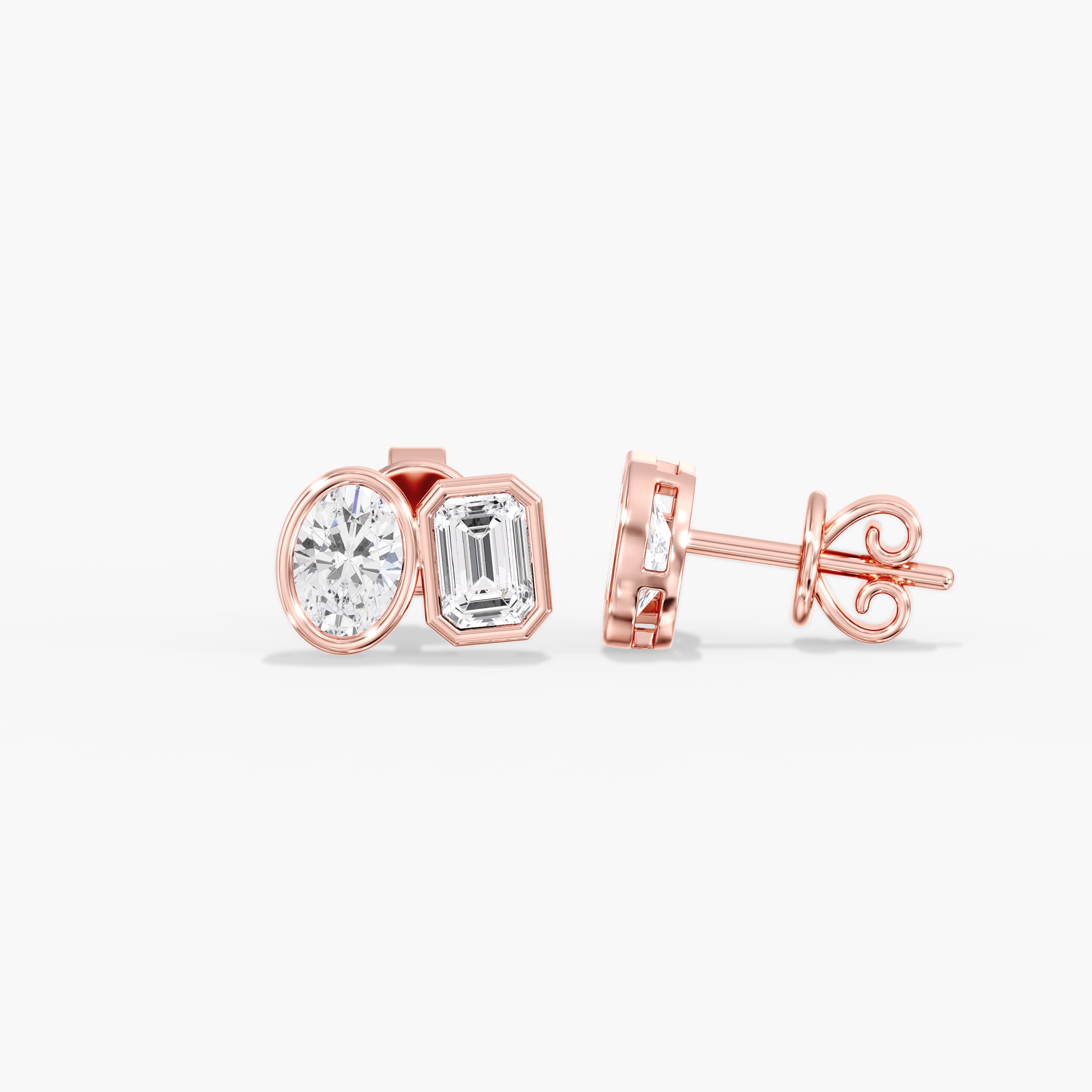 Lab Diamond Multi-Shape Toi Moi Studs 2 Ctw (2 ct. tw.), Side view in rose gold