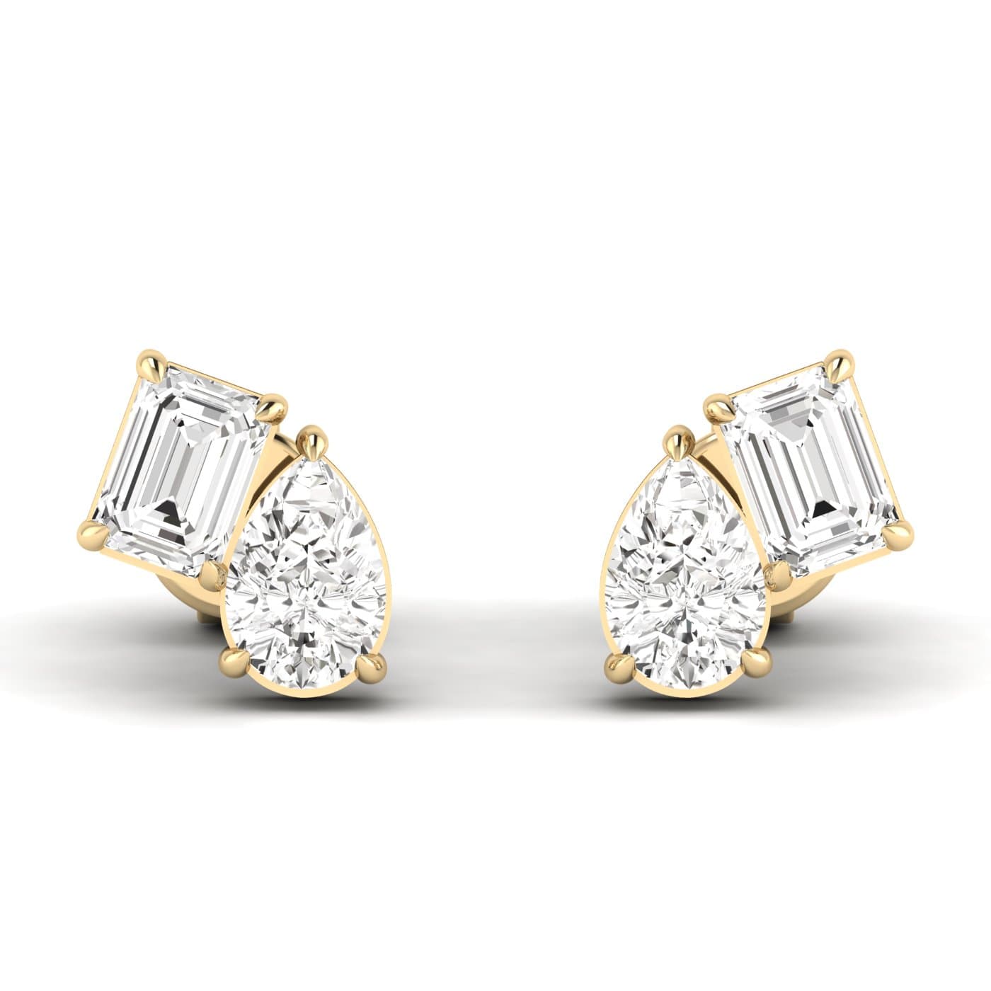 Lab Diamond Multi-Shape Toi Moi Studs 2 Ctw (2 ct. tw.), Front view in yellow gold
