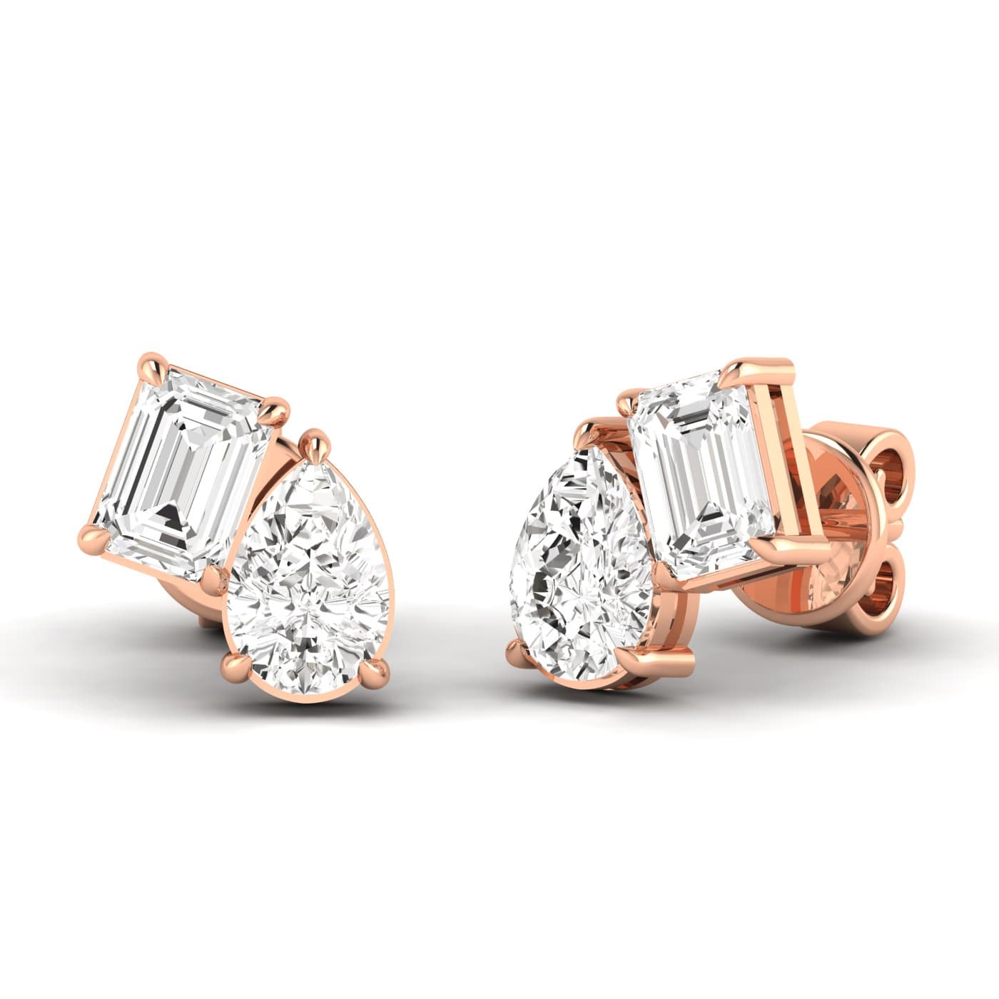 Lab Diamond Multi-Shape Toi Moi Studs 2 Ctw (2 ct. tw.), Angle view in rose gold