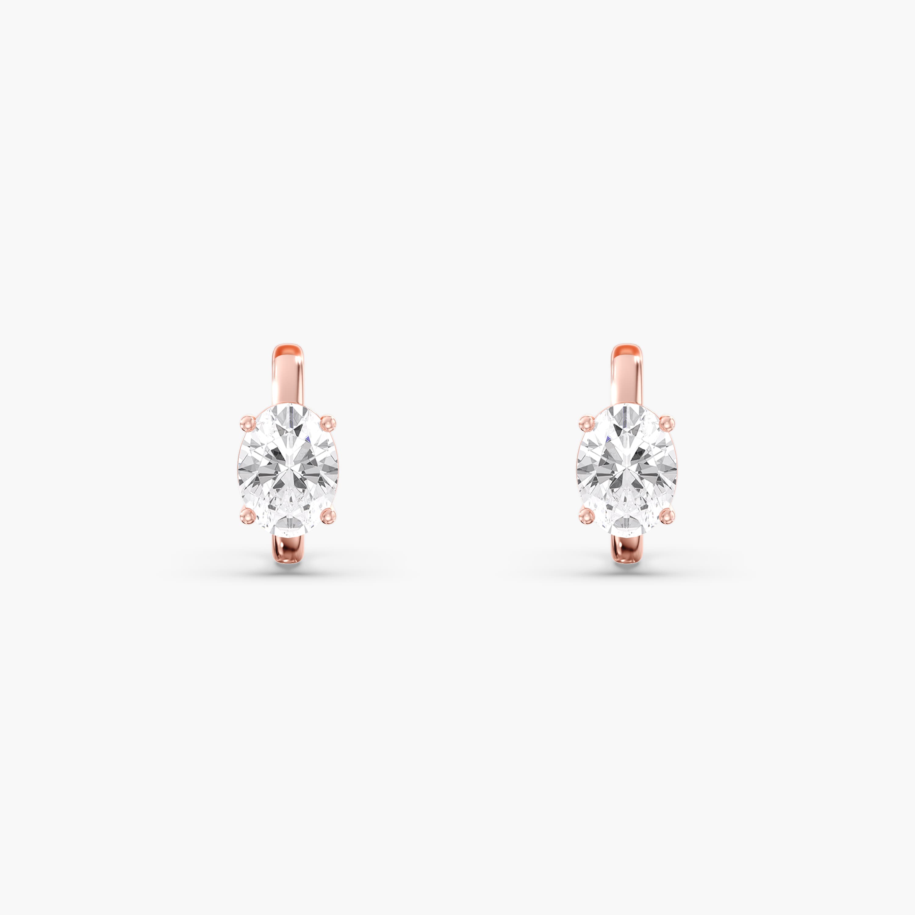 Lab Diamond Oval Hoop Earrings 2 Ctw (2 ct. tw.), Front view in rose gold