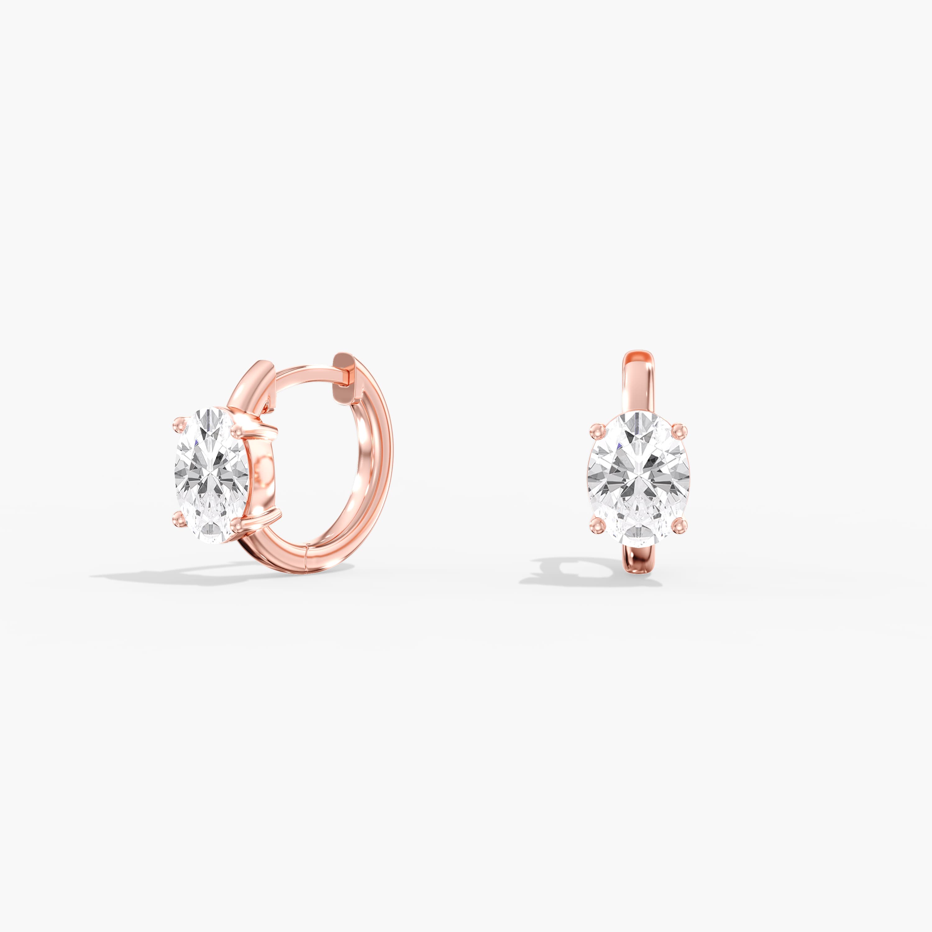 Lab Diamond Oval Hoop Earrings 2 Ctw (2 ct. tw.), Angle view in rose gold