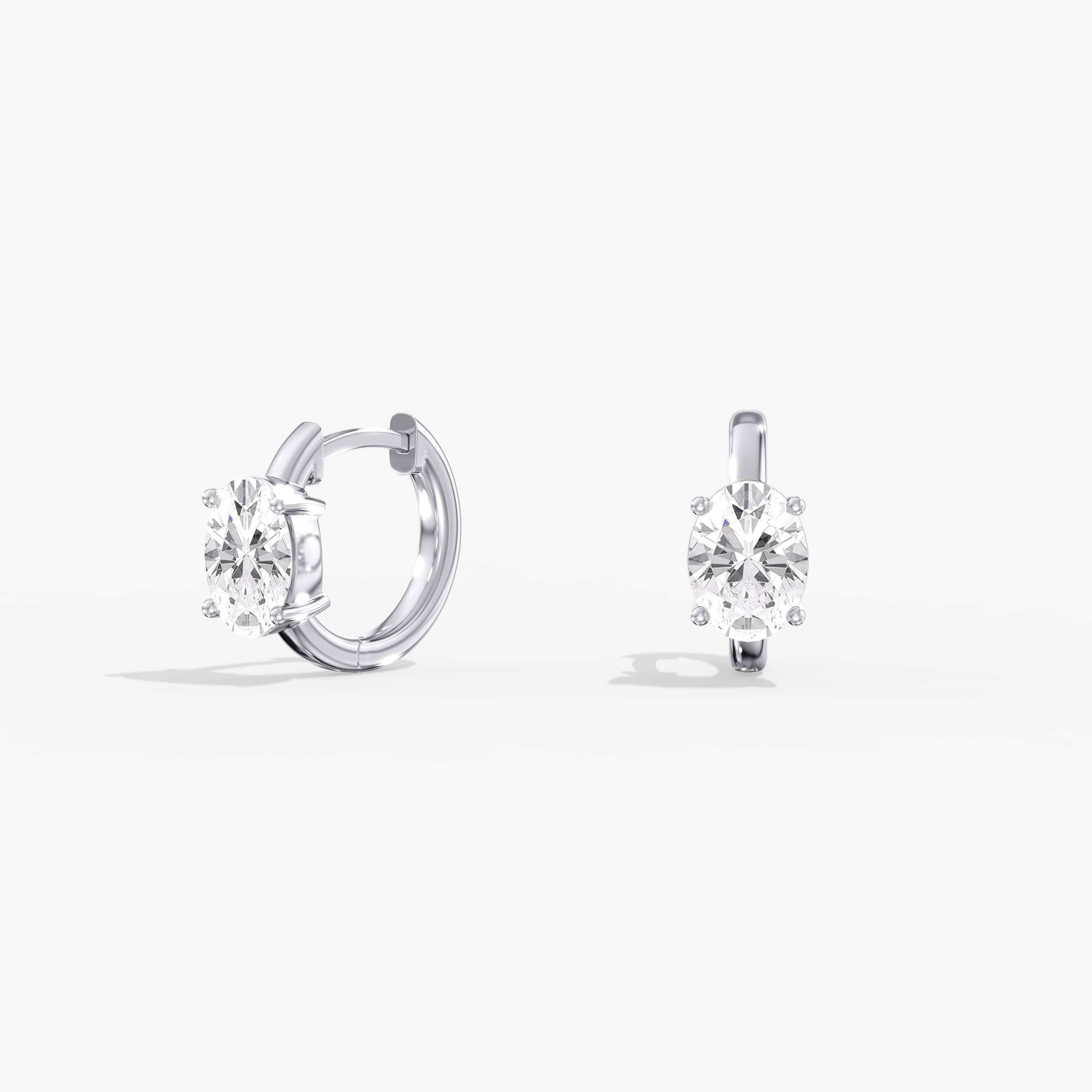 Lab Diamond Oval Hoop Earrings 2 Ctw (2 ct. tw.), Angle view in white gold or platinum
