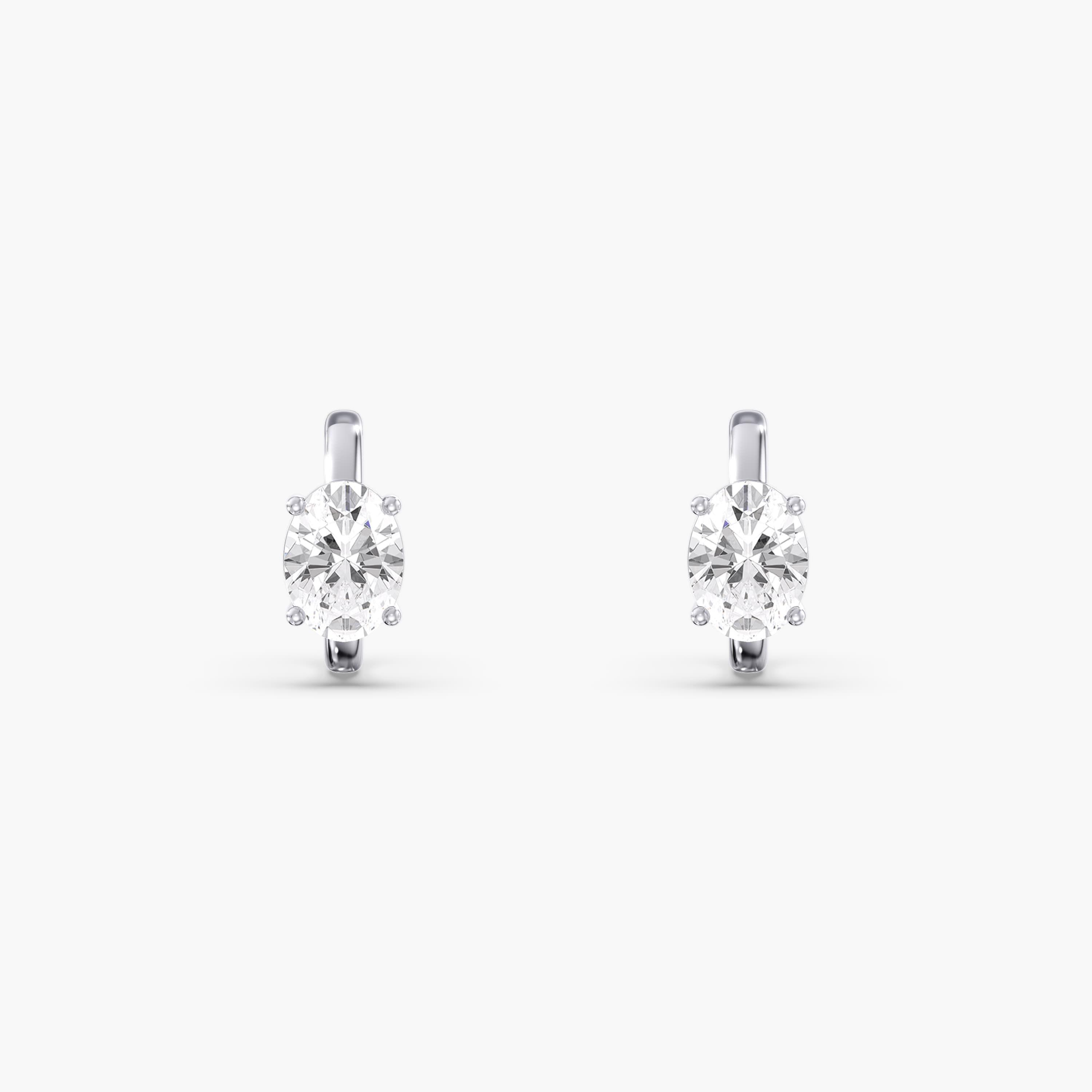 Lab Diamond Oval Hoop Earrings 2 Ctw. — View 1