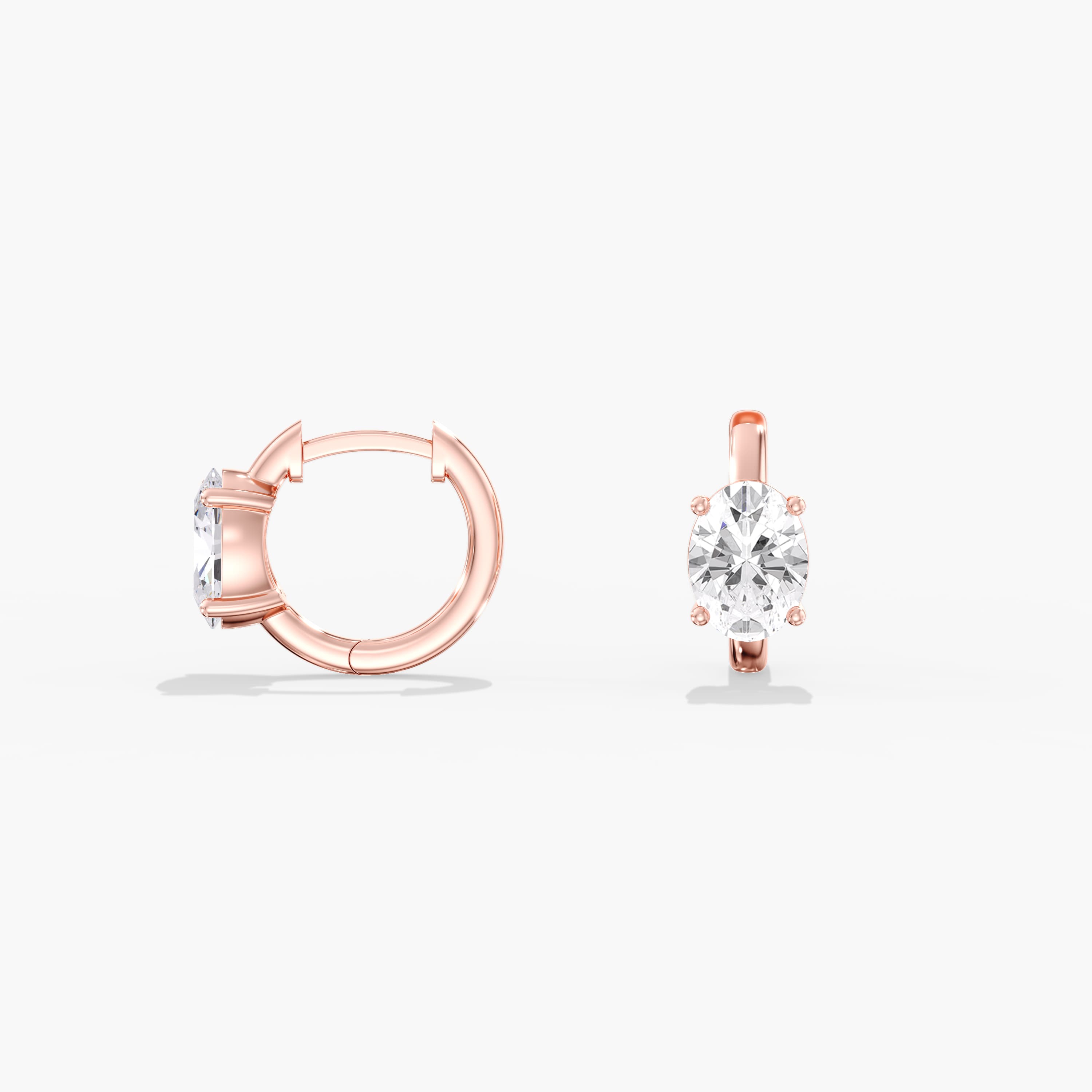 Lab Diamond Oval Hoop Earrings 2 Ctw (2 ct. tw.), Side view in rose gold