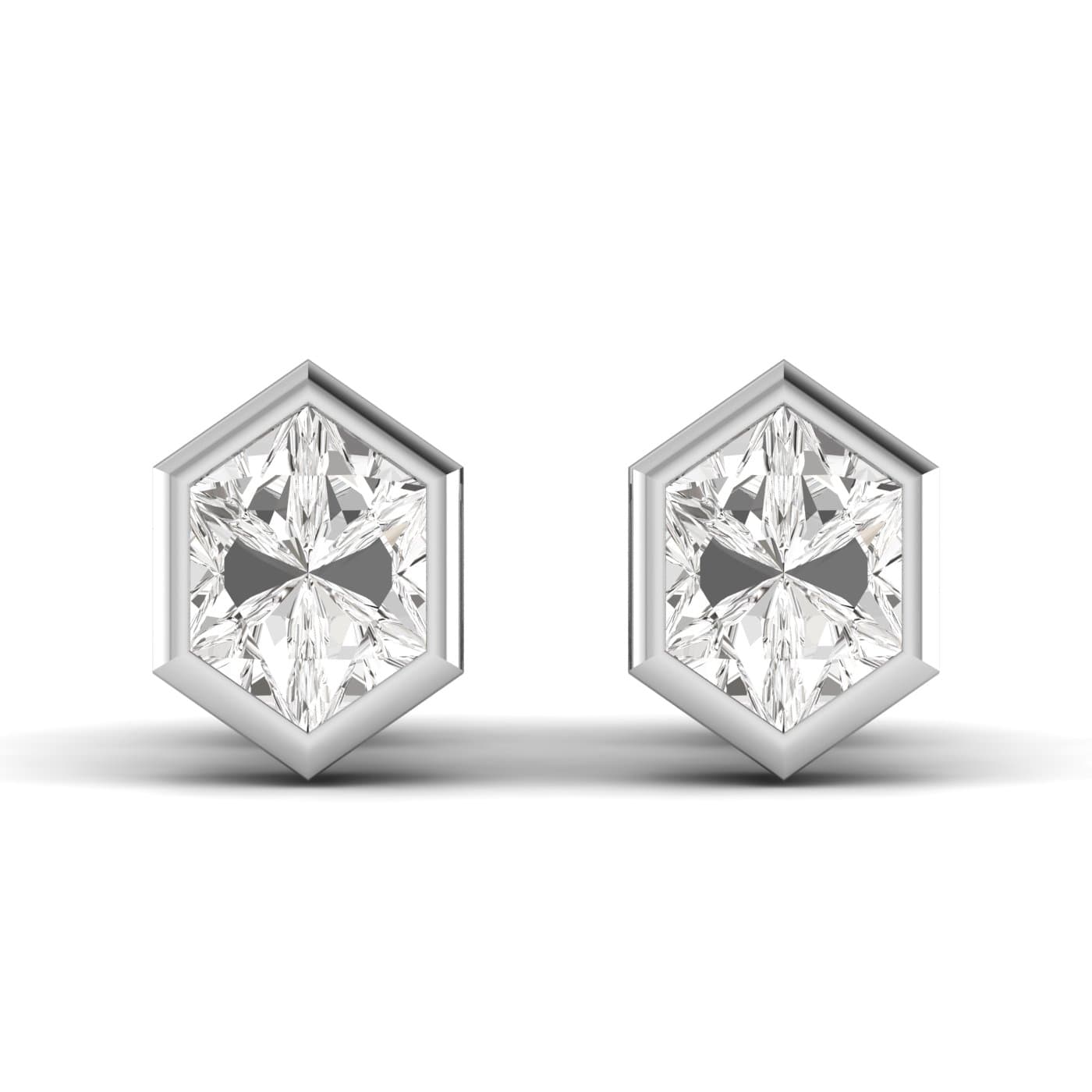 Lab Diamond Long Hexagon Stud Earrings 4 Ctw. — View 1