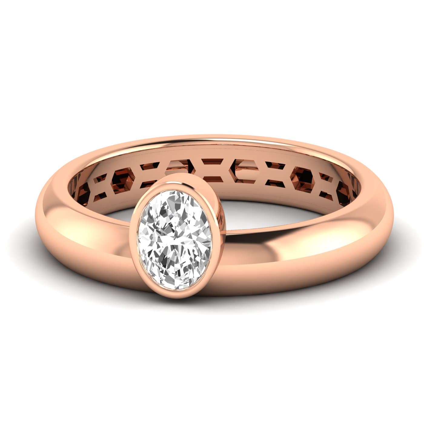 Lab Diamond Oval Cut Ring 1/2 Ctw (1/2 ct. tw.), Front view in rose gold
