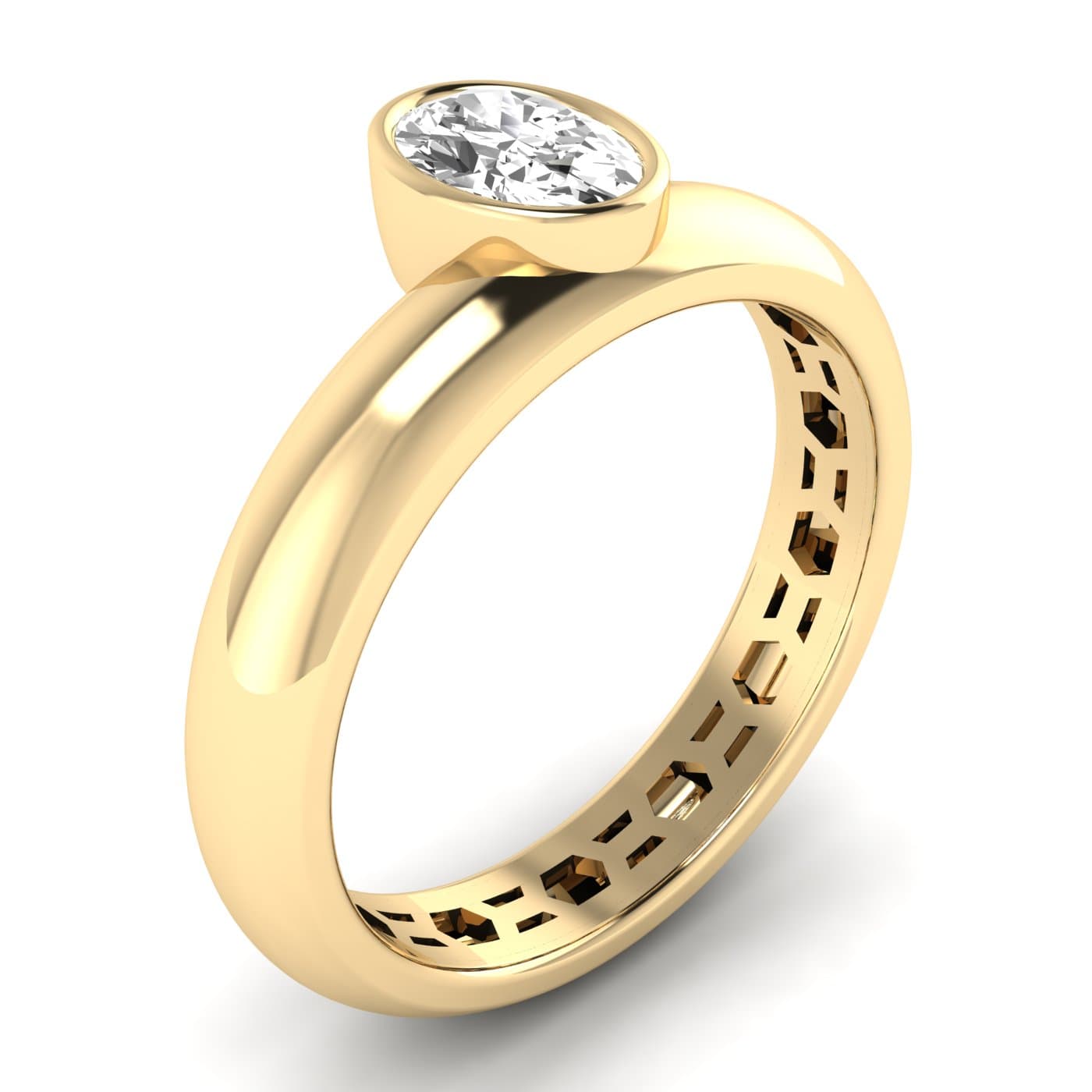 Lab Diamond Oval Cut Ring 1/2 Ctw (1/2 ct. tw.), Angle view in yellow gold
