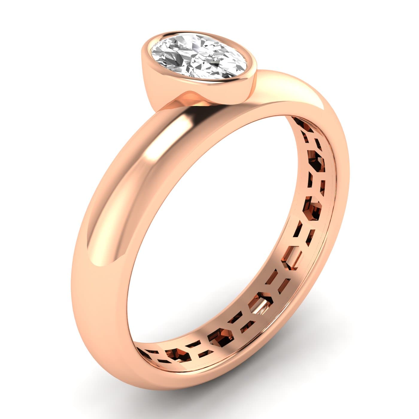 Lab Diamond Oval Cut Ring 1/2 Ctw (1/2 ct. tw.), Angle view in rose gold