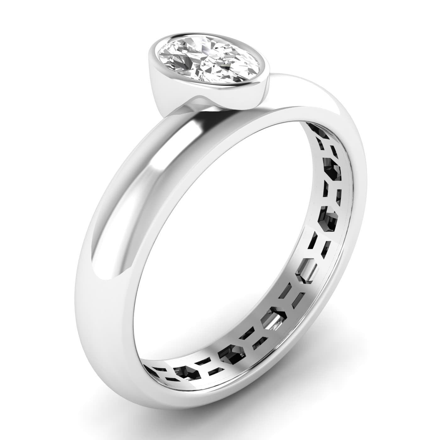 Lab Diamond Oval Cut Ring 1/2 Ctw (1/2 ct. tw.), Angle view in white gold or platinum