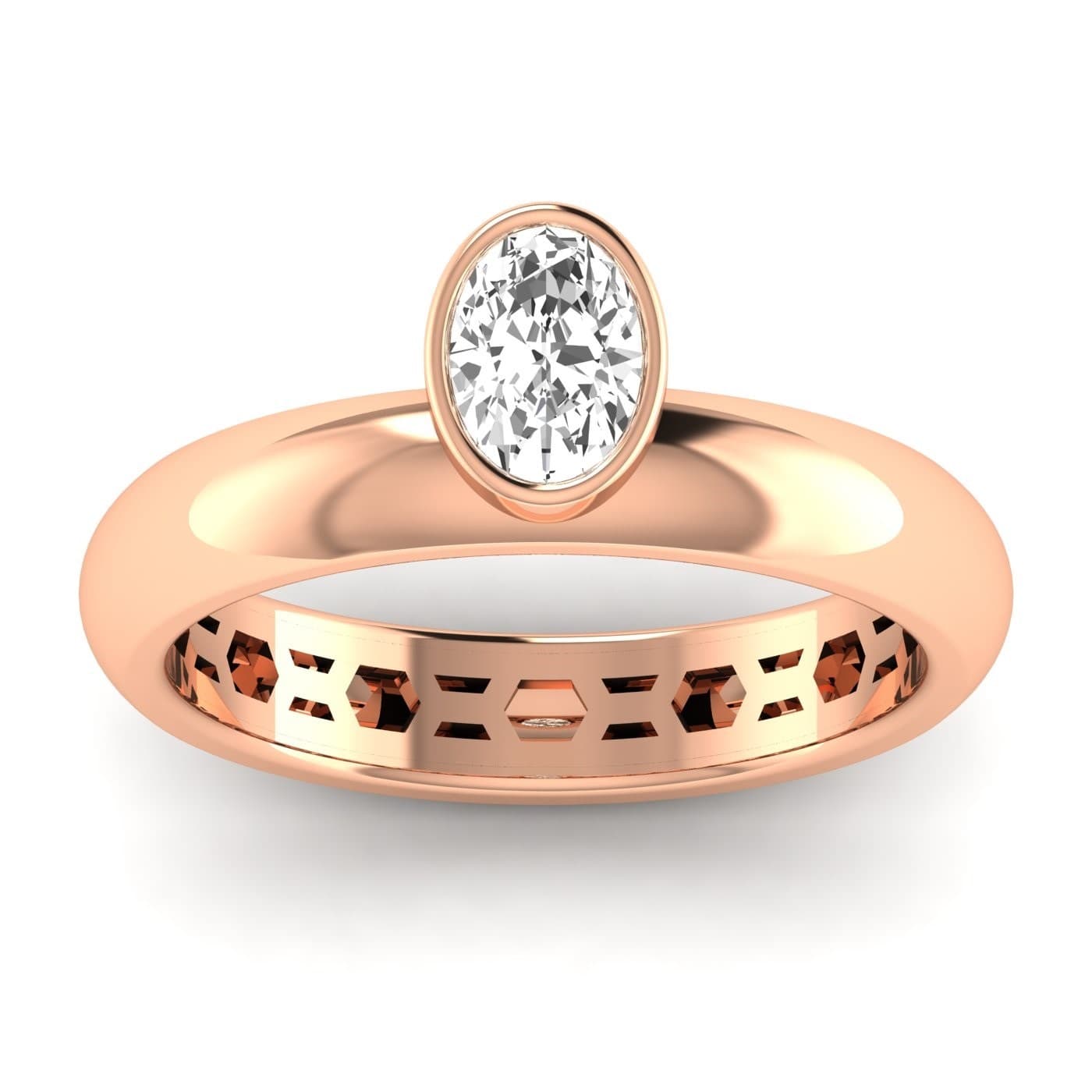 Lab Diamond Oval Cut Ring 1/2 Ctw (1/2 ct. tw.), On hand view in rose gold