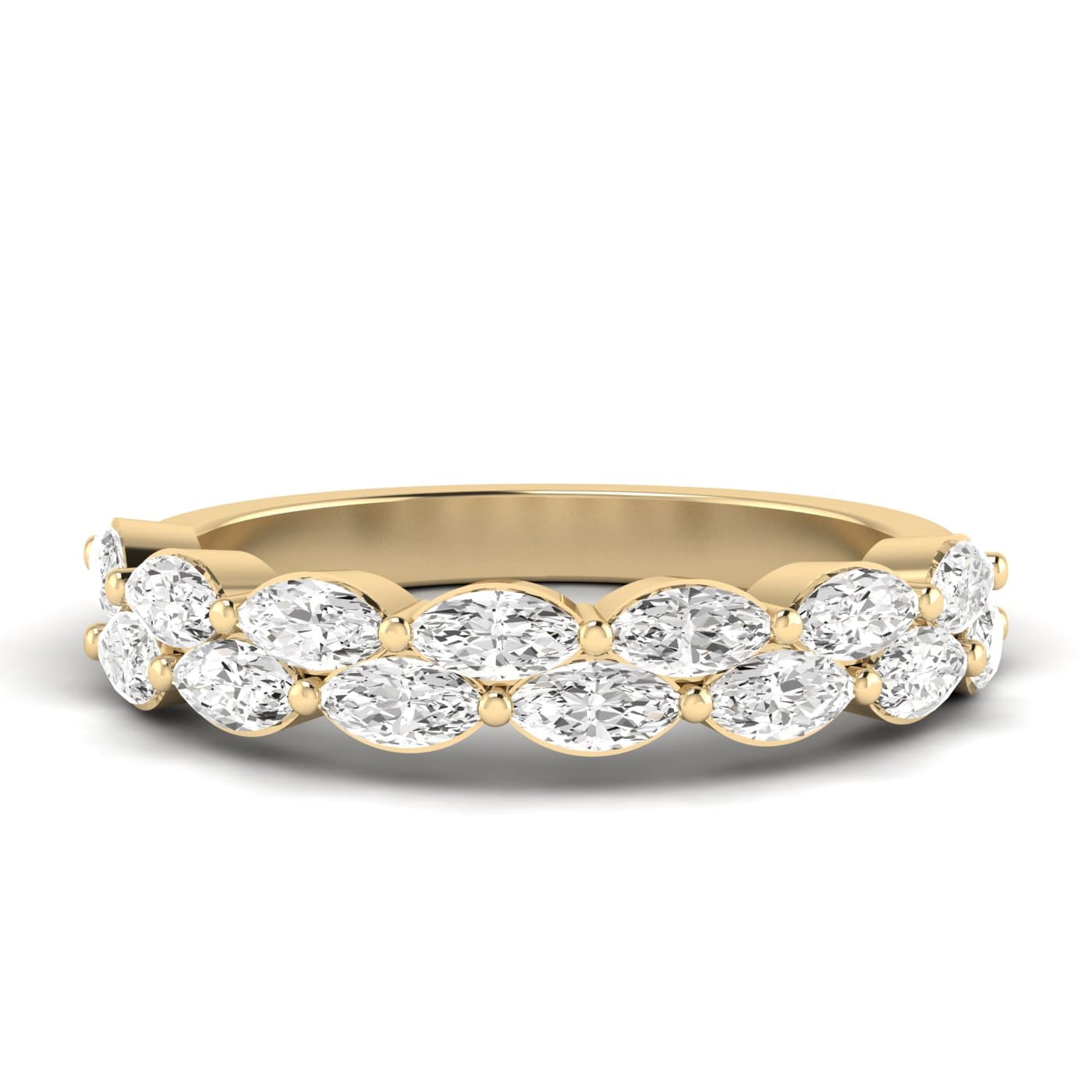 Lab Diamond Marquise Stackable Band 1 Ctw (1 ct. tw.), Front view in yellow gold