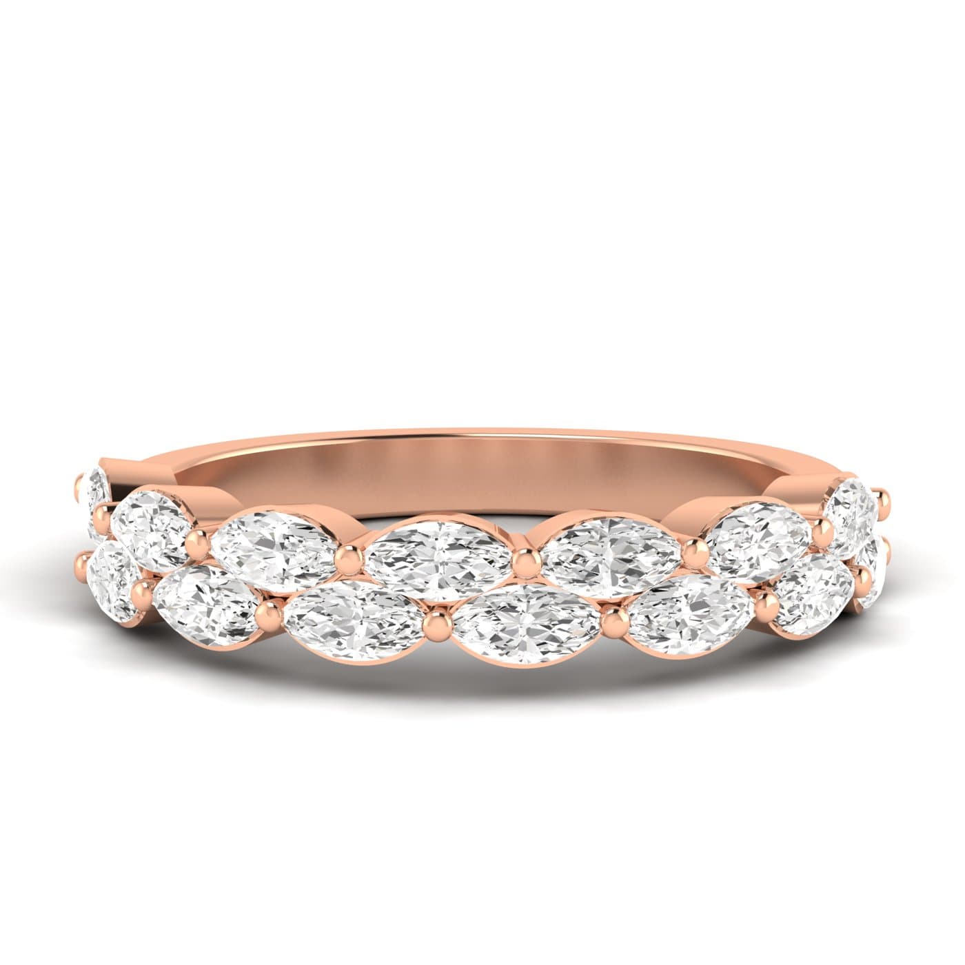 Lab Diamond Marquise Stackable Band 1 Ctw (1 ct. tw.), Front view in rose gold