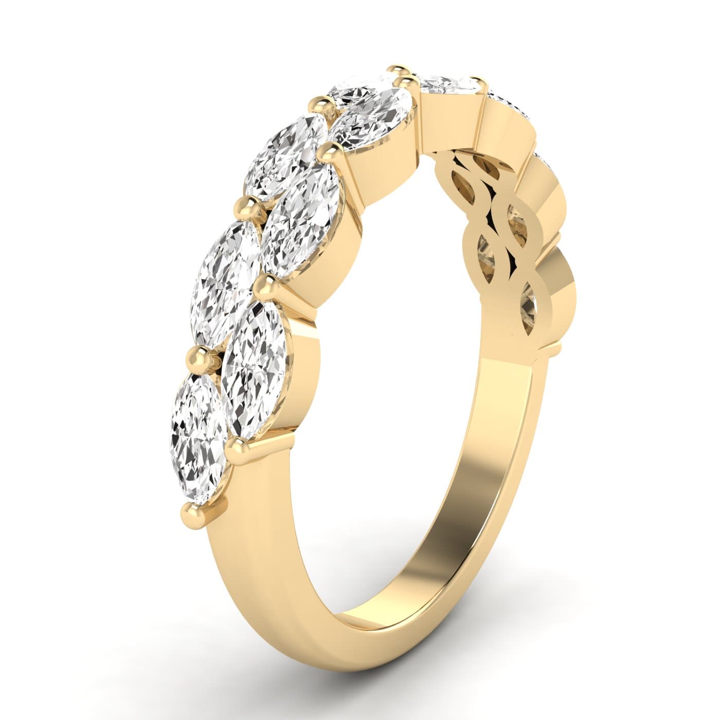 Lab Diamond Marquise Stackable Band 1 Ctw (1 ct. tw.), Angle view in yellow gold