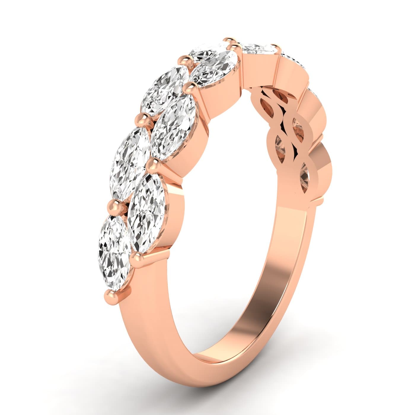 Lab Diamond Marquise Stackable Band 1 Ctw (1 ct. tw.), Angle view in rose gold