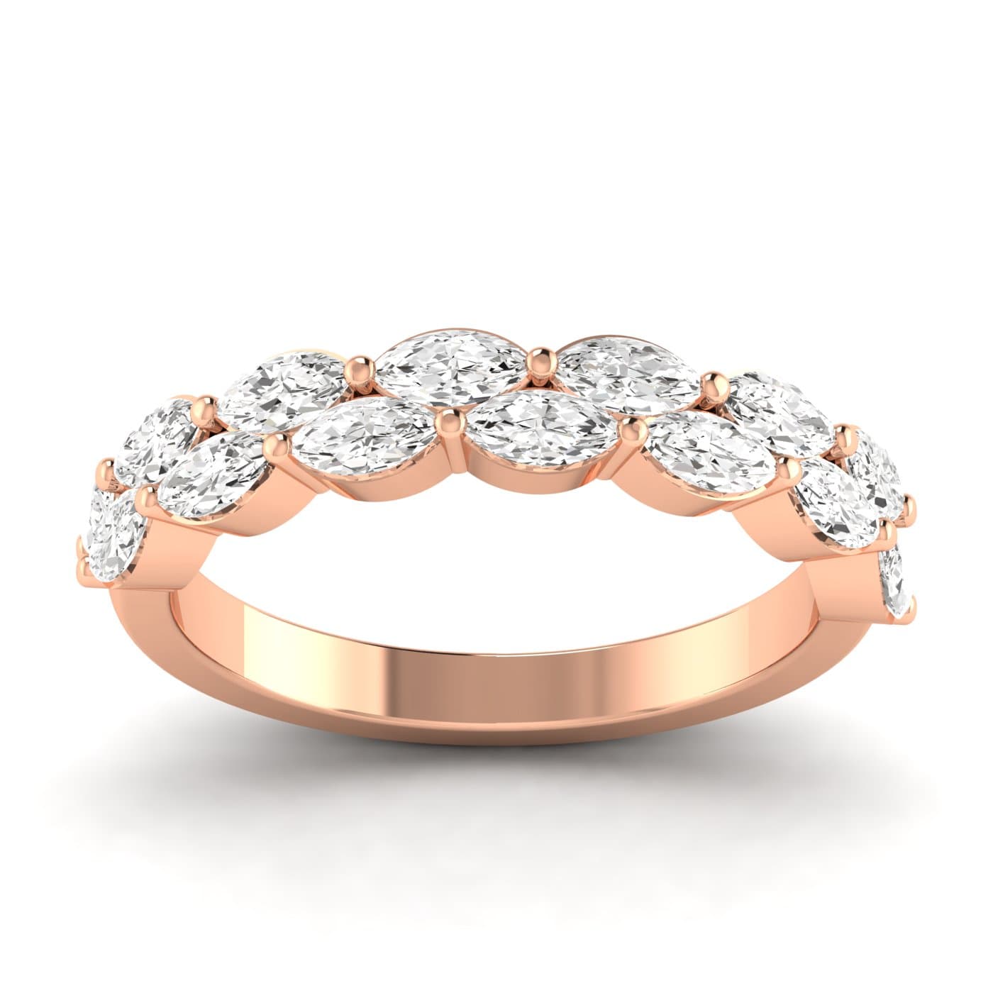 Lab Diamond Marquise Stackable Band 1 Ctw (1 ct. tw.), On hand view in rose gold