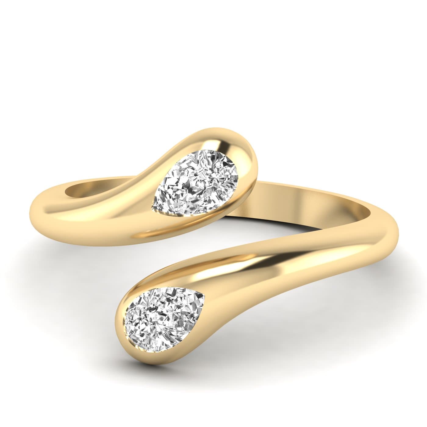 Lab Diamond Pear Bypass Ring 1/2 Ctw (1/2 ct. tw.), Front view in yellow gold