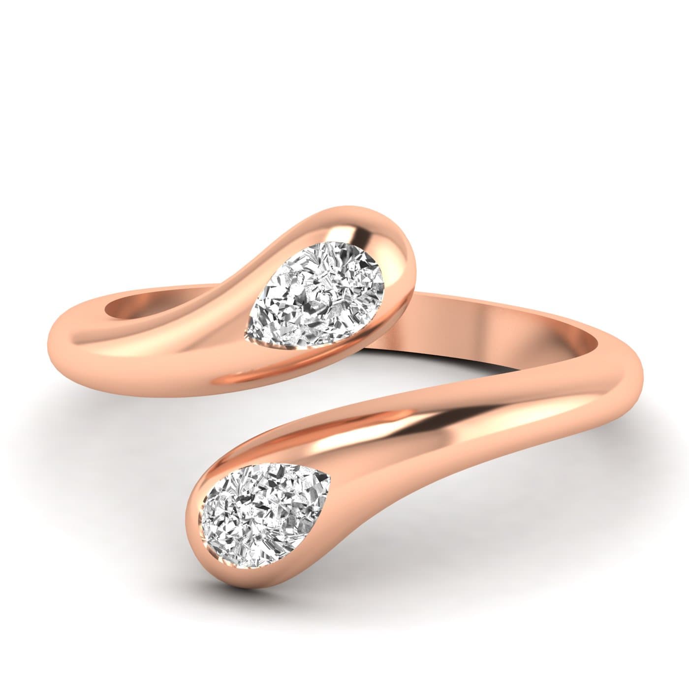 Lab Diamond Pear Bypass Ring 1/2 Ctw (1/2 ct. tw.), Front view in rose gold