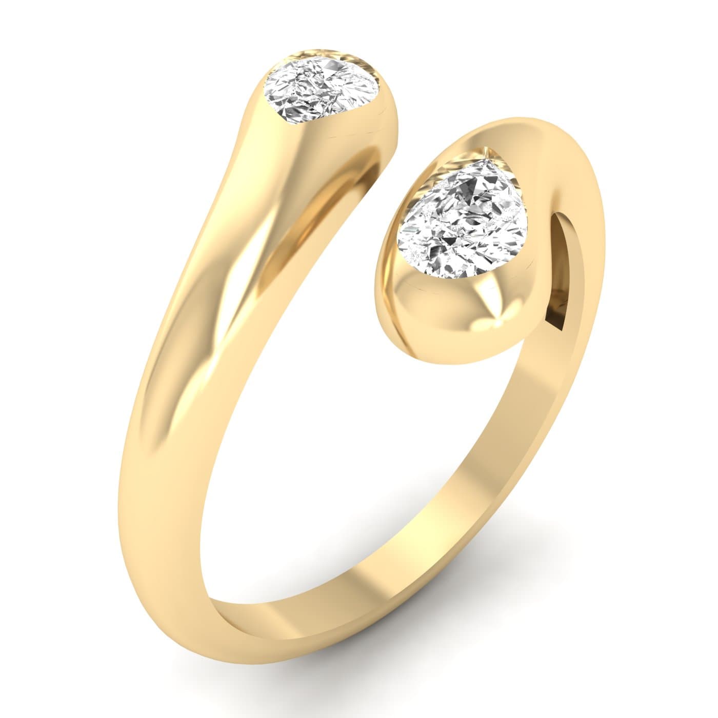Lab Diamond Pear Bypass Ring 1/2 Ctw (1/2 ct. tw.), Angle view in yellow gold