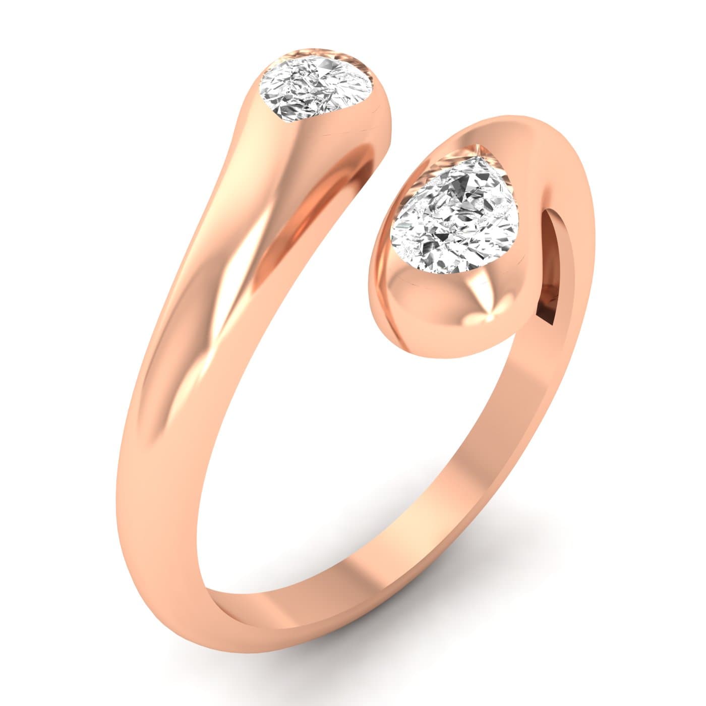 Lab Diamond Pear Bypass Ring 1/2 Ctw (1/2 ct. tw.), Angle view in rose gold