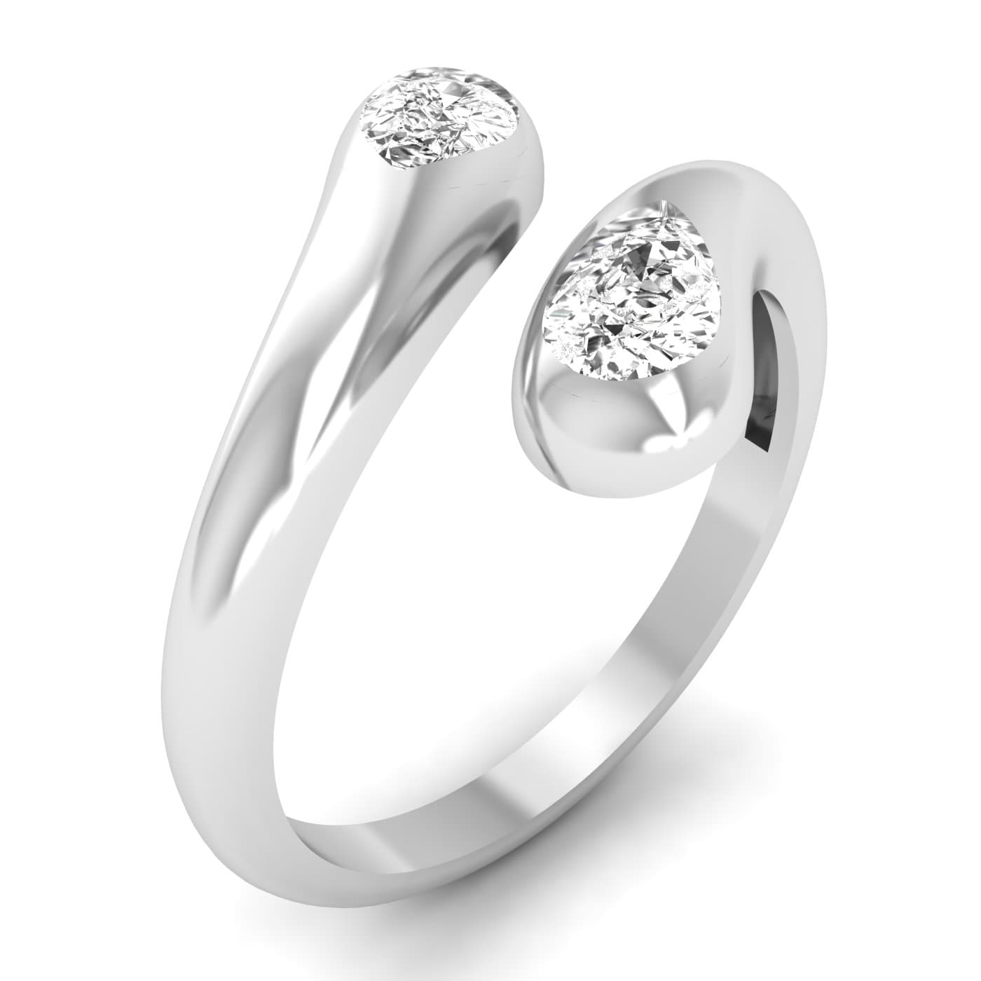 Lab Diamond Pear Bypass Ring 1/2 Ctw (1/2 ct. tw.), Angle view in white gold or platinum
