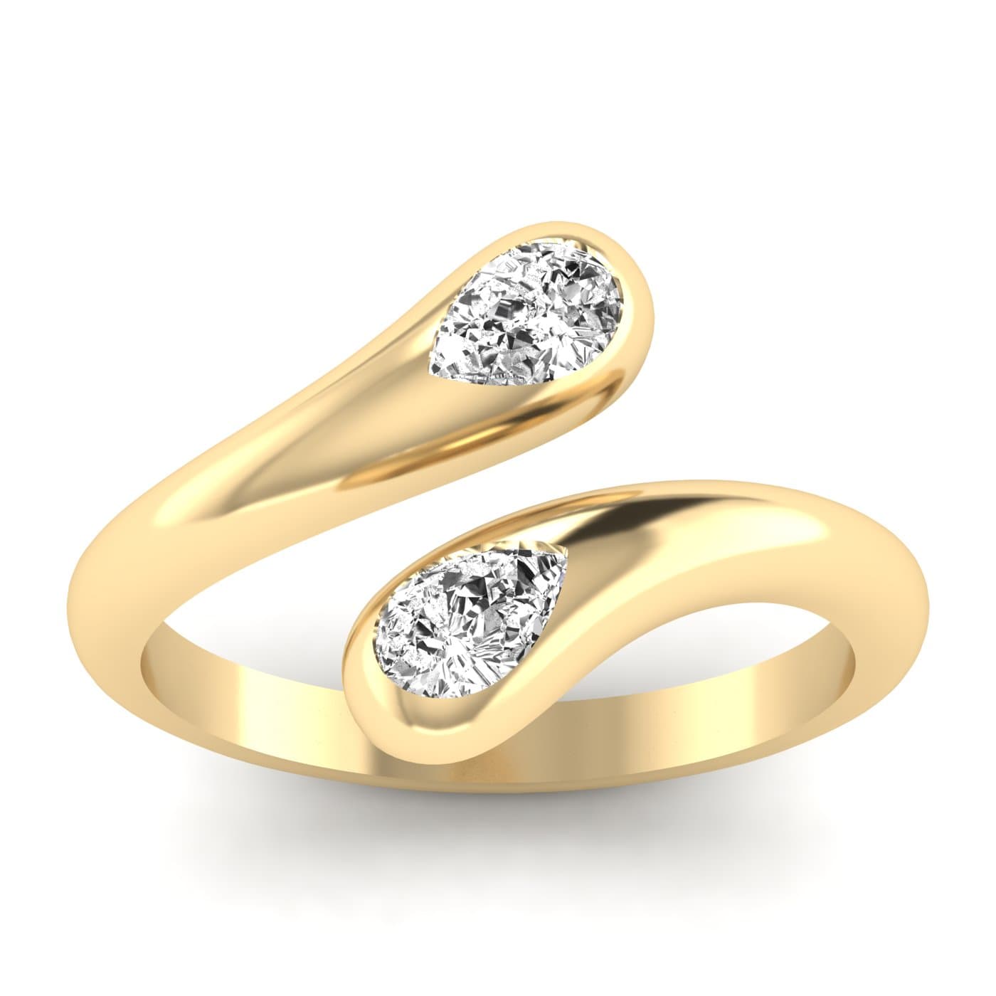 Lab Diamond Pear Bypass Ring 1/2 Ctw (1/2 ct. tw.), On hand view in yellow gold