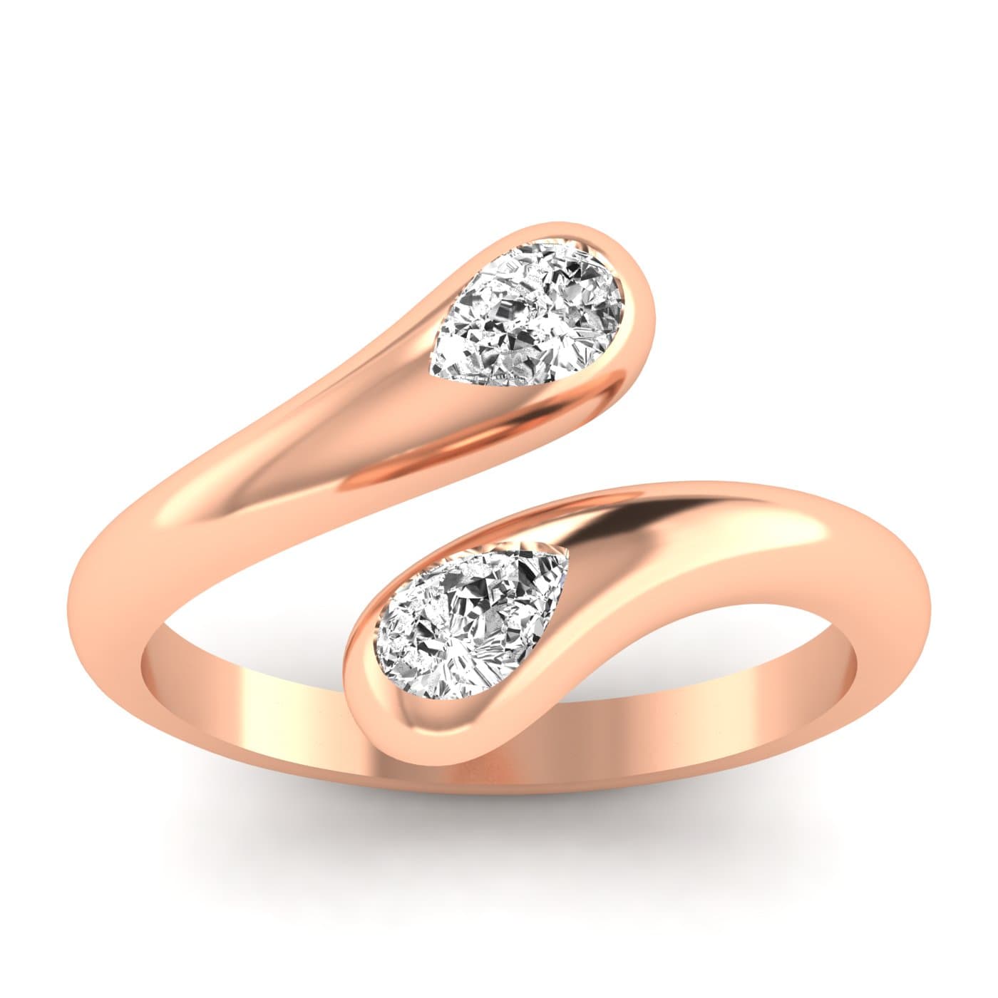 Lab Diamond Pear Bypass Ring 1/2 Ctw (1/2 ct. tw.), On hand view in rose gold