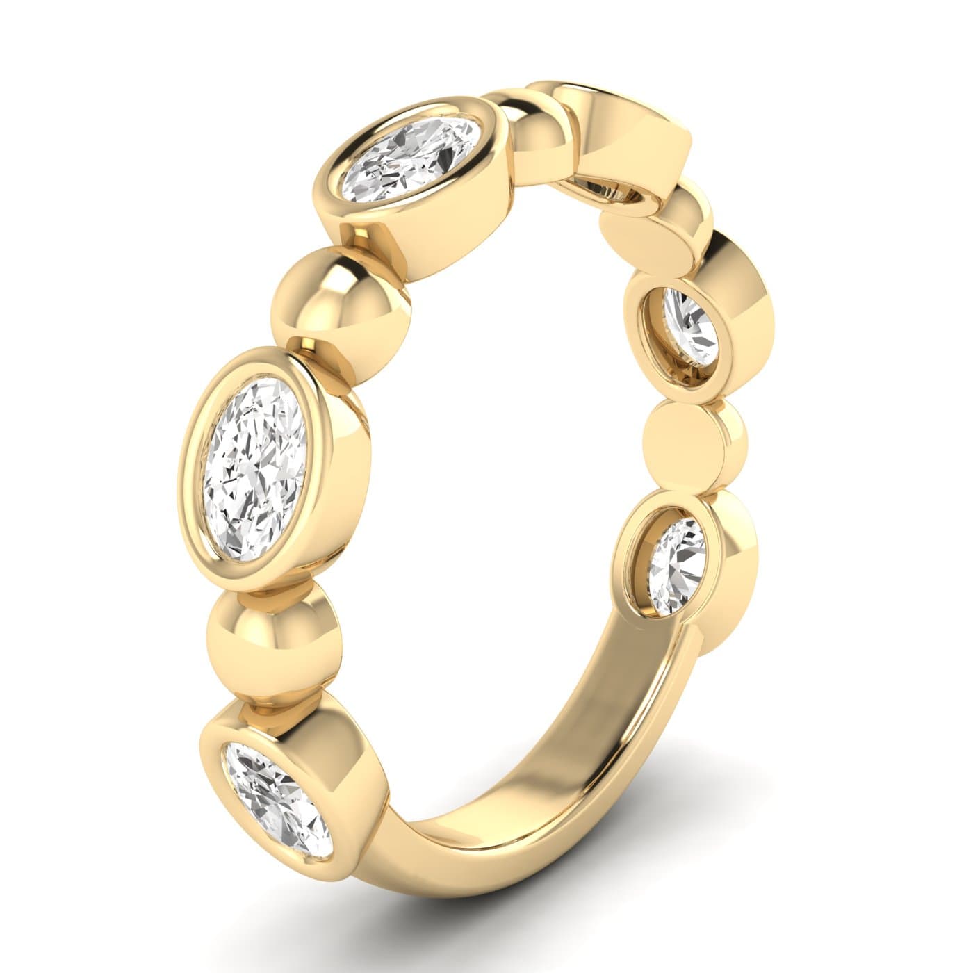 Lab Diamond Alternating Bead & Oval Band 1 Ctw (1 ct. tw.), Angle view in yellow gold
