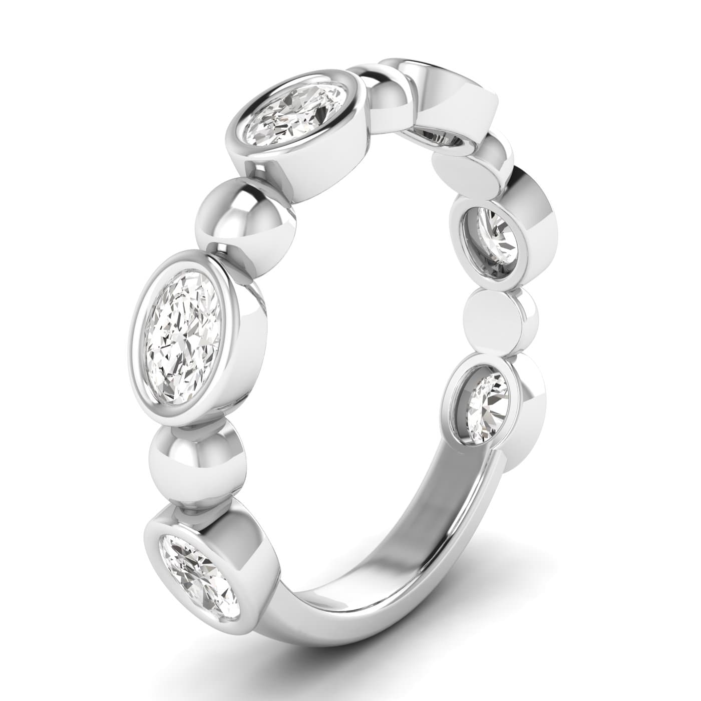 Lab Diamond Alternating Bead & Oval Band 1 Ctw (1 ct. tw.), Angle view in white gold or platinum