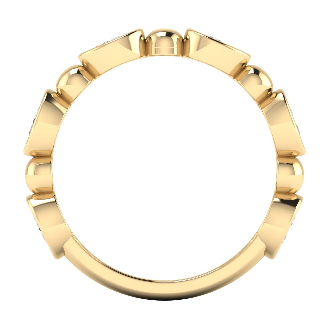 Lab Diamond Alternating Bead & Oval Band 1 Ctw (1 ct. tw.), Side view in yellow gold
