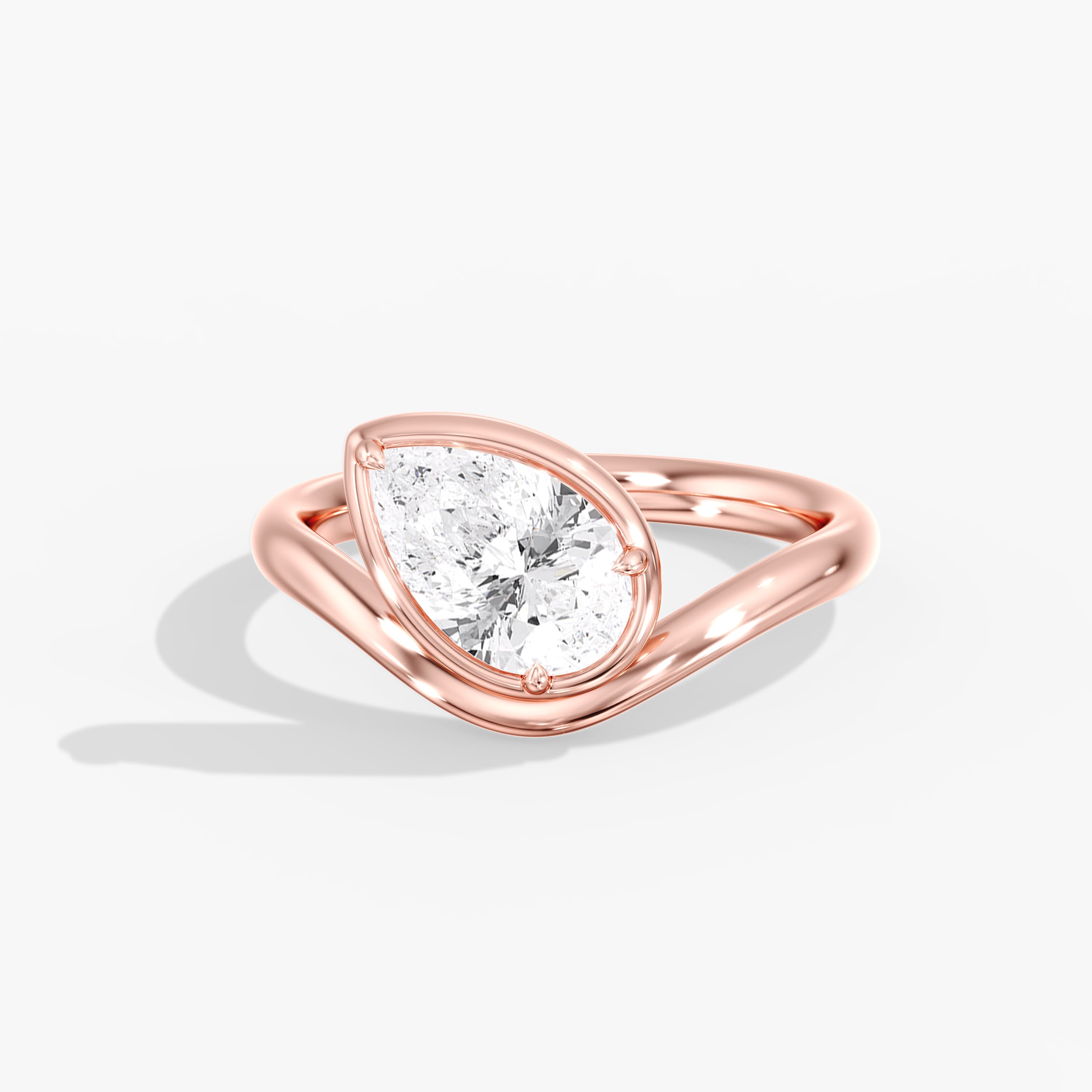 Lab Diamond Solitaire Pear Ring 1 Ctw (1 ct. tw.), Front view in rose gold