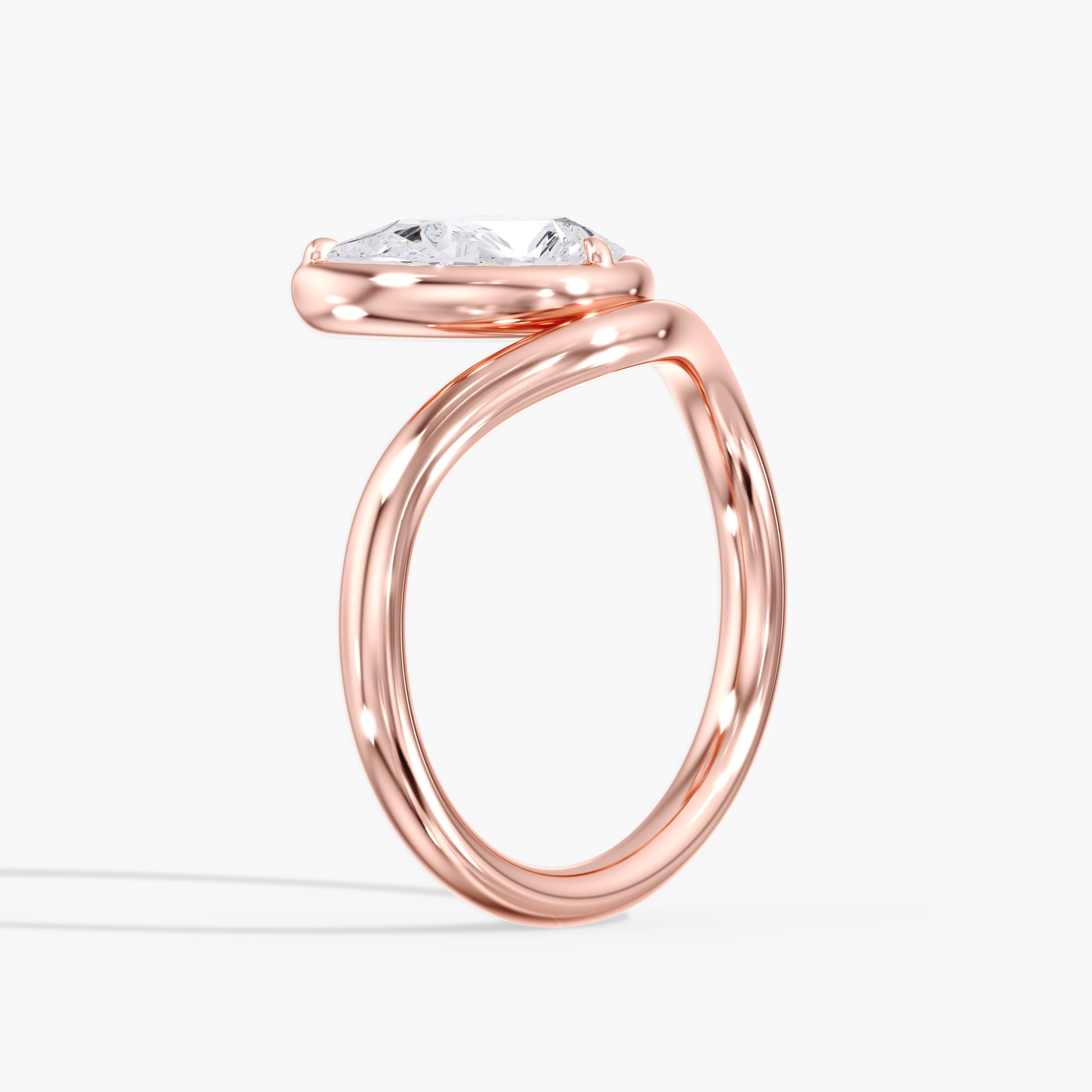 Lab Diamond Solitaire Pear Ring 1 Ctw (1 ct. tw.), Angle view in rose gold