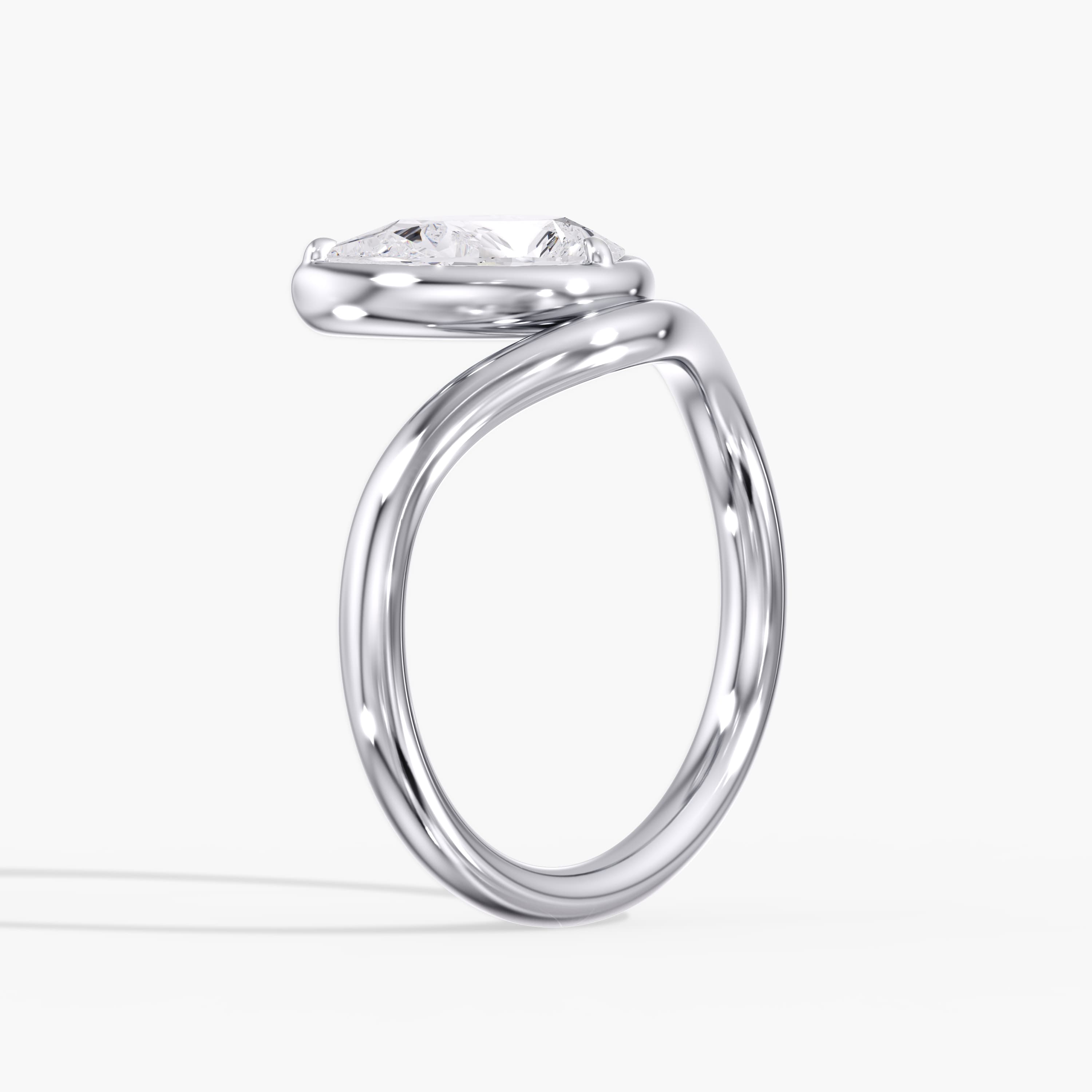 Lab Diamond Solitaire Pear Ring 1 Ctw (1 ct. tw.), Angle view in white gold or platinum