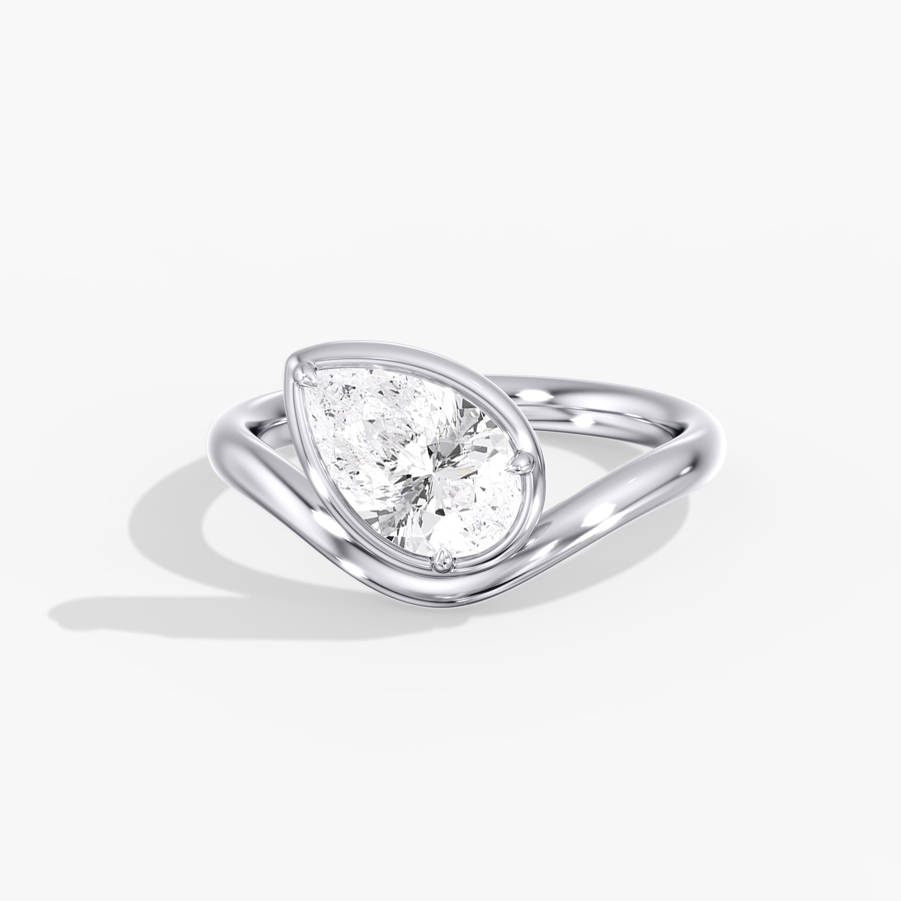 Lab Diamond Solitaire Pear Ring 1 Ctw. — View 1