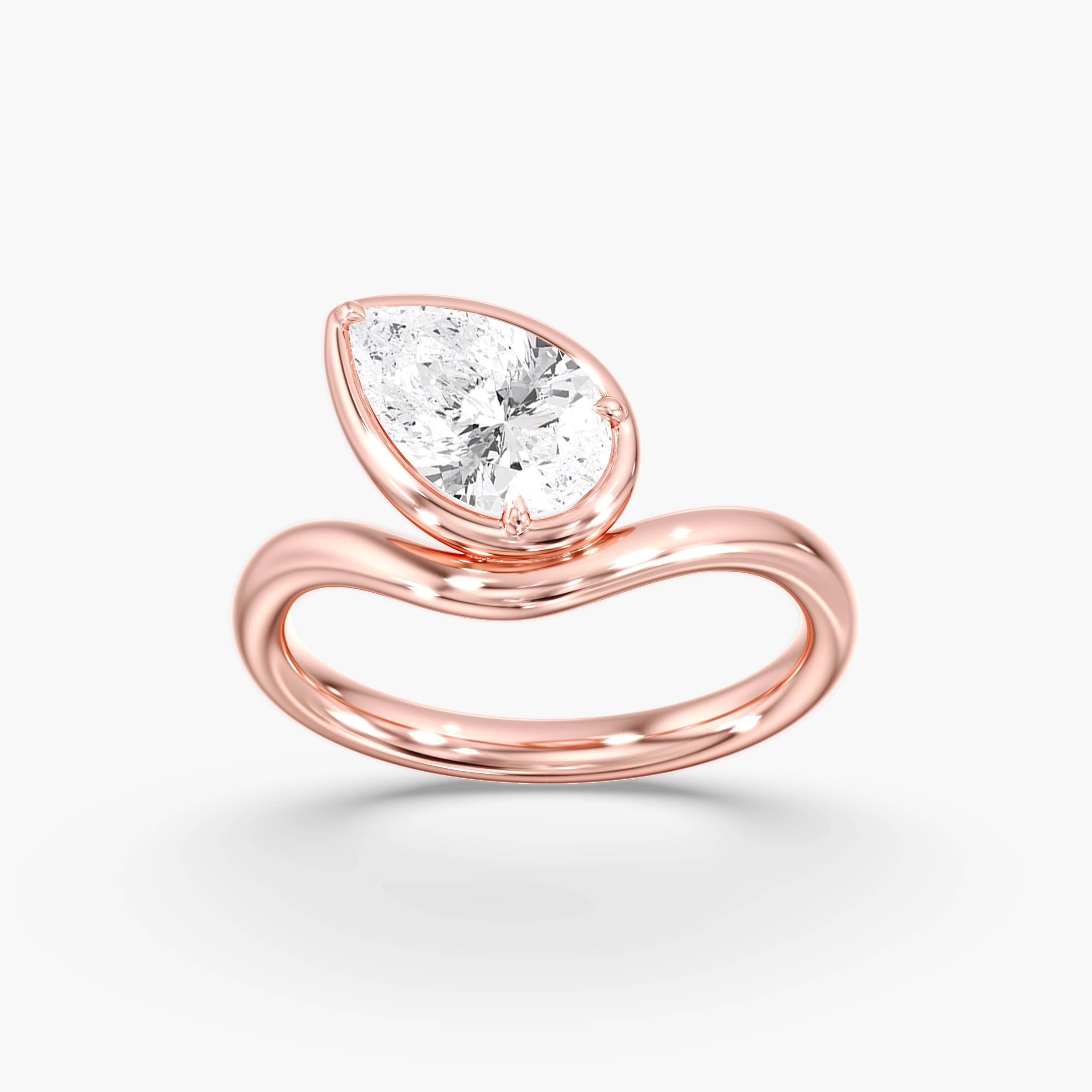 Lab Diamond Solitaire Pear Ring 1 Ctw (1 ct. tw.), On hand view in rose gold