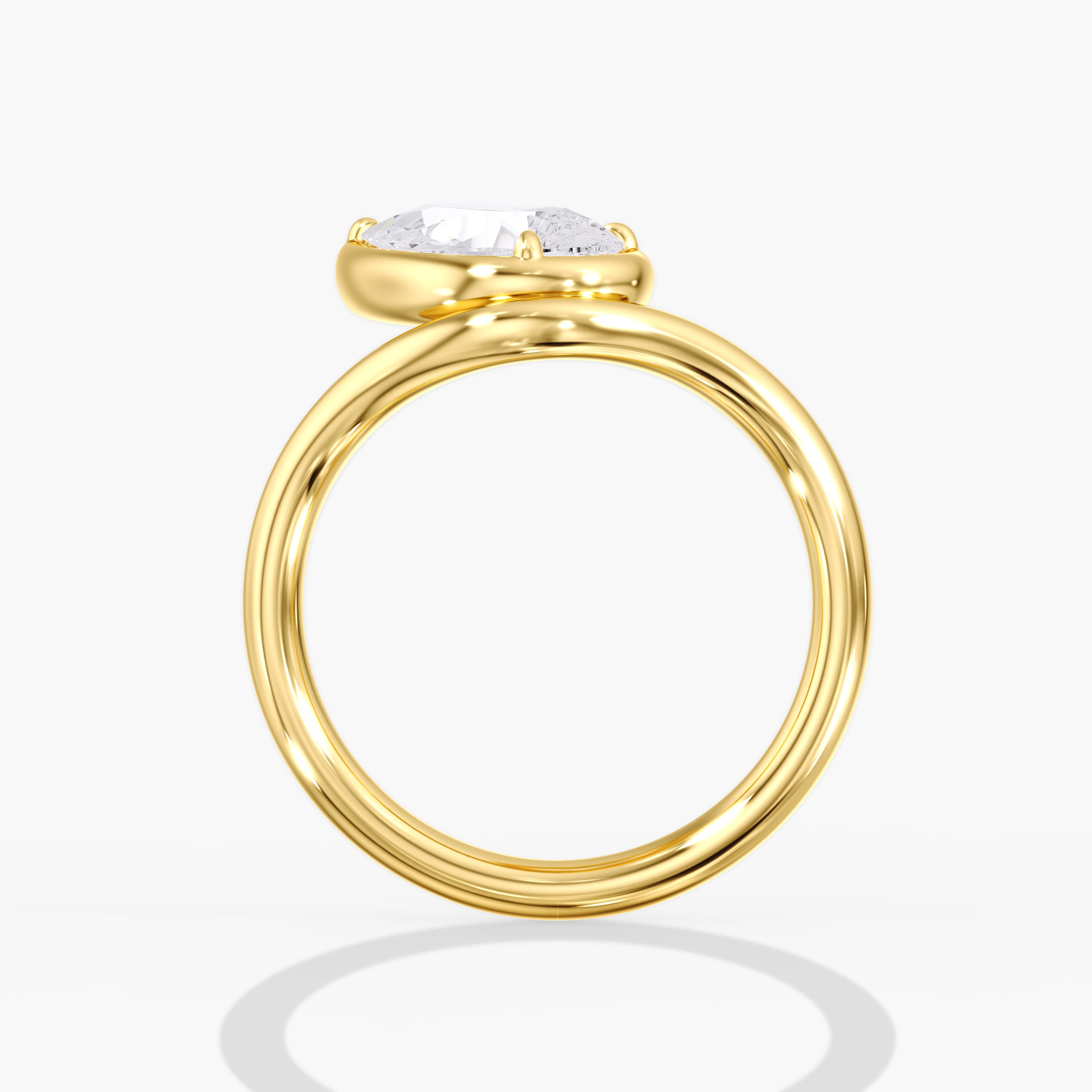Lab Diamond Solitaire Pear Ring 1 Ctw (1 ct. tw.), Side view in yellow gold