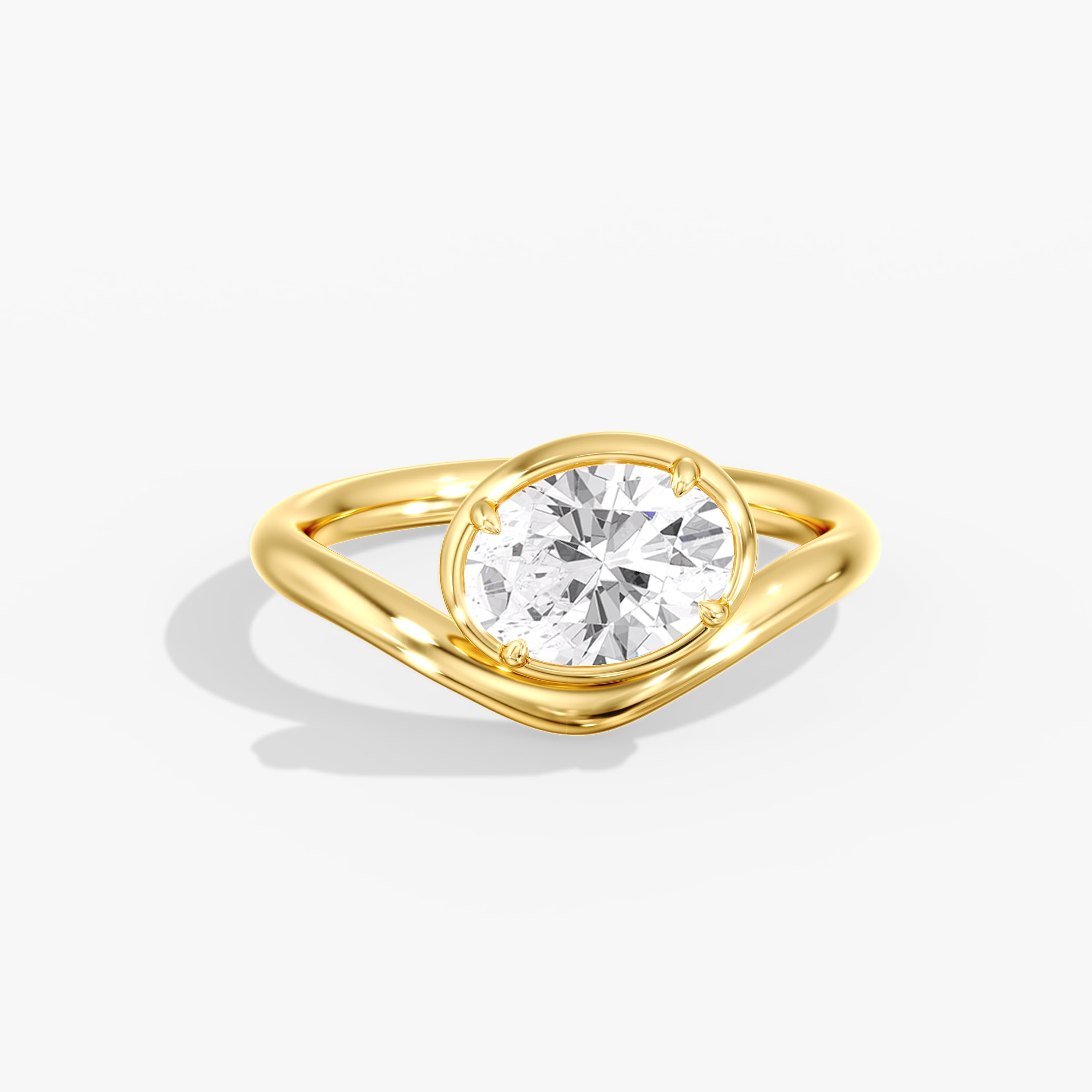 Lab Diamond Solitaire Oval Ring 1 Ctw (1 ct. tw.), Front view in yellow gold