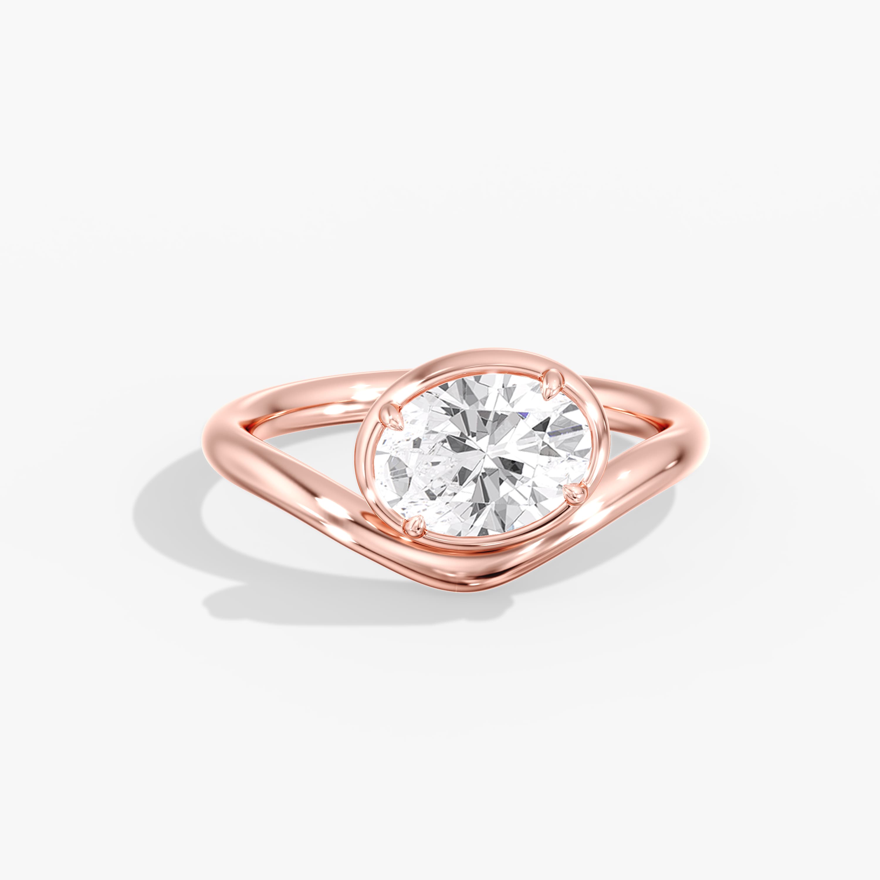 Lab Diamond Solitaire Oval Ring 1 Ctw (1 ct. tw.), Front view in rose gold