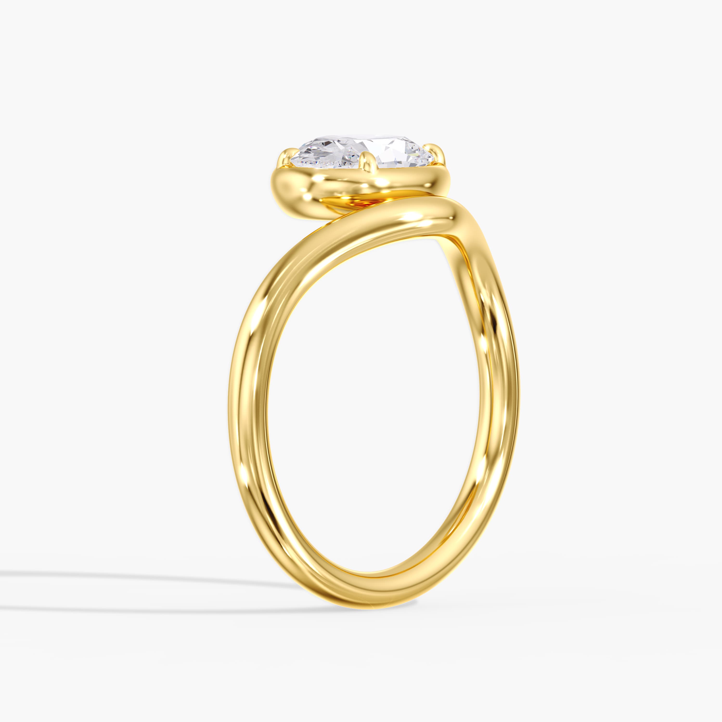 Lab Diamond Solitaire Oval Ring 1 Ctw (1 ct. tw.), Angle view in yellow gold