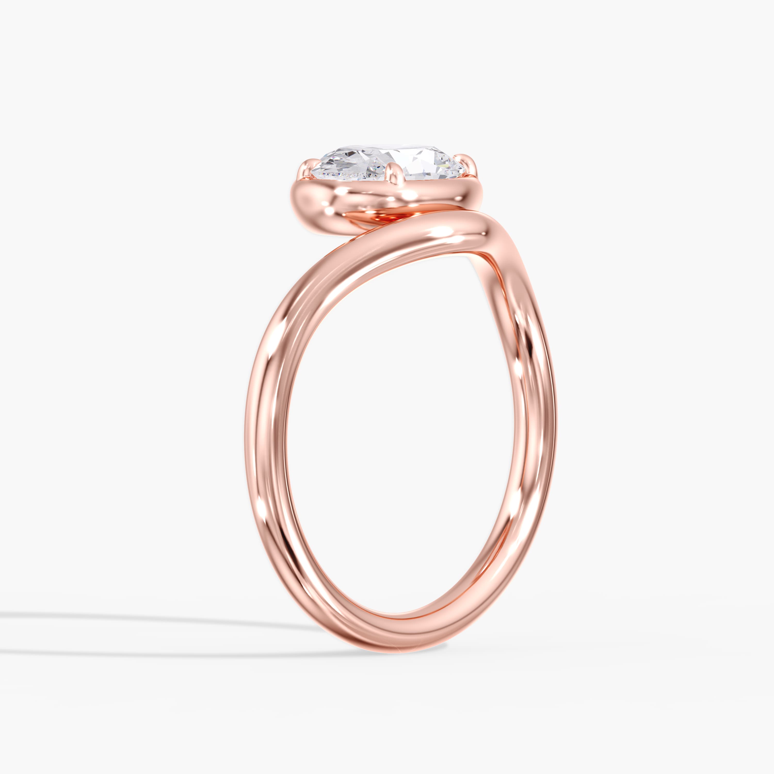 Lab Diamond Solitaire Oval Ring 1 Ctw (1 ct. tw.), Angle view in rose gold
