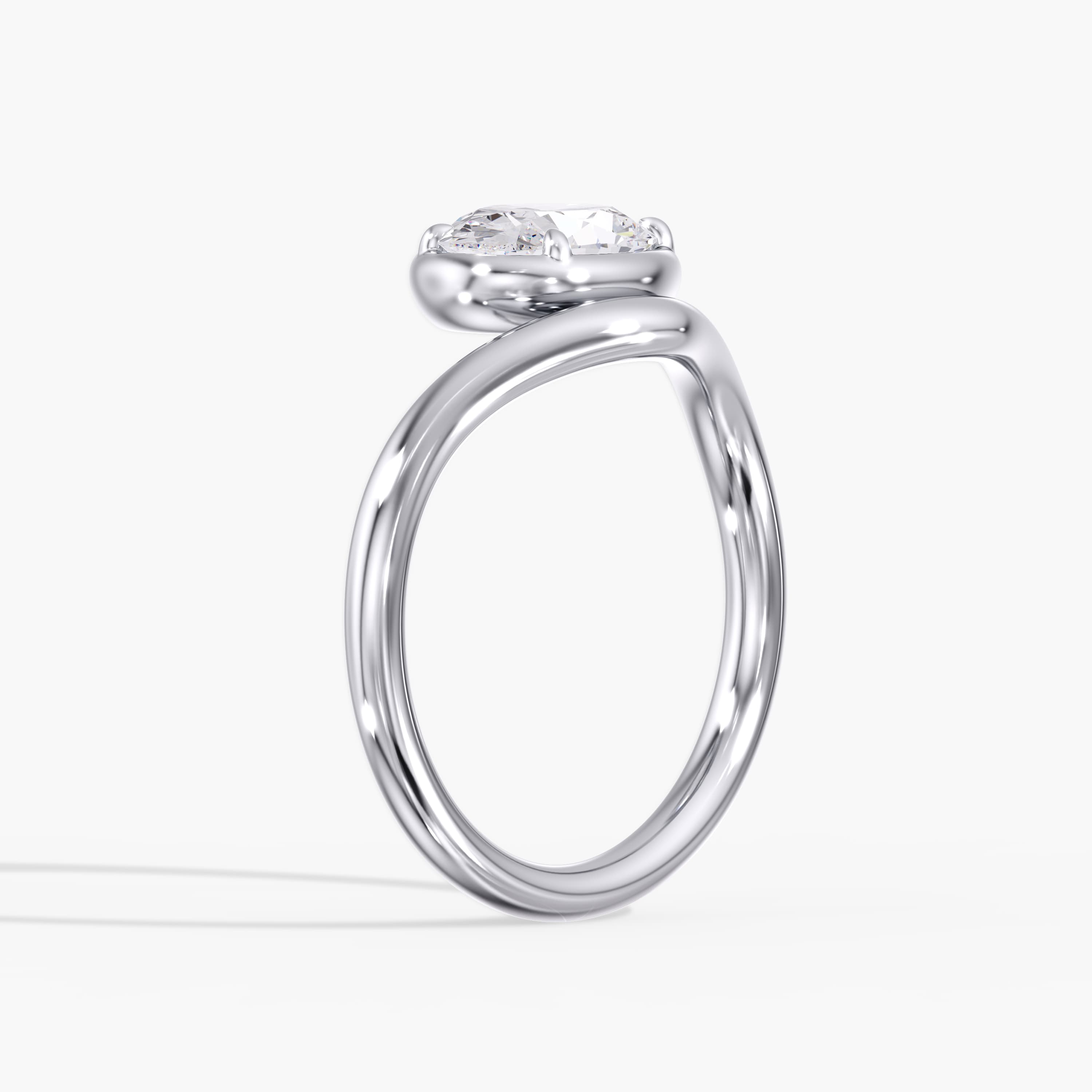 Lab Diamond Solitaire Oval Ring 1 Ctw (1 ct. tw.), Angle view in white gold or platinum