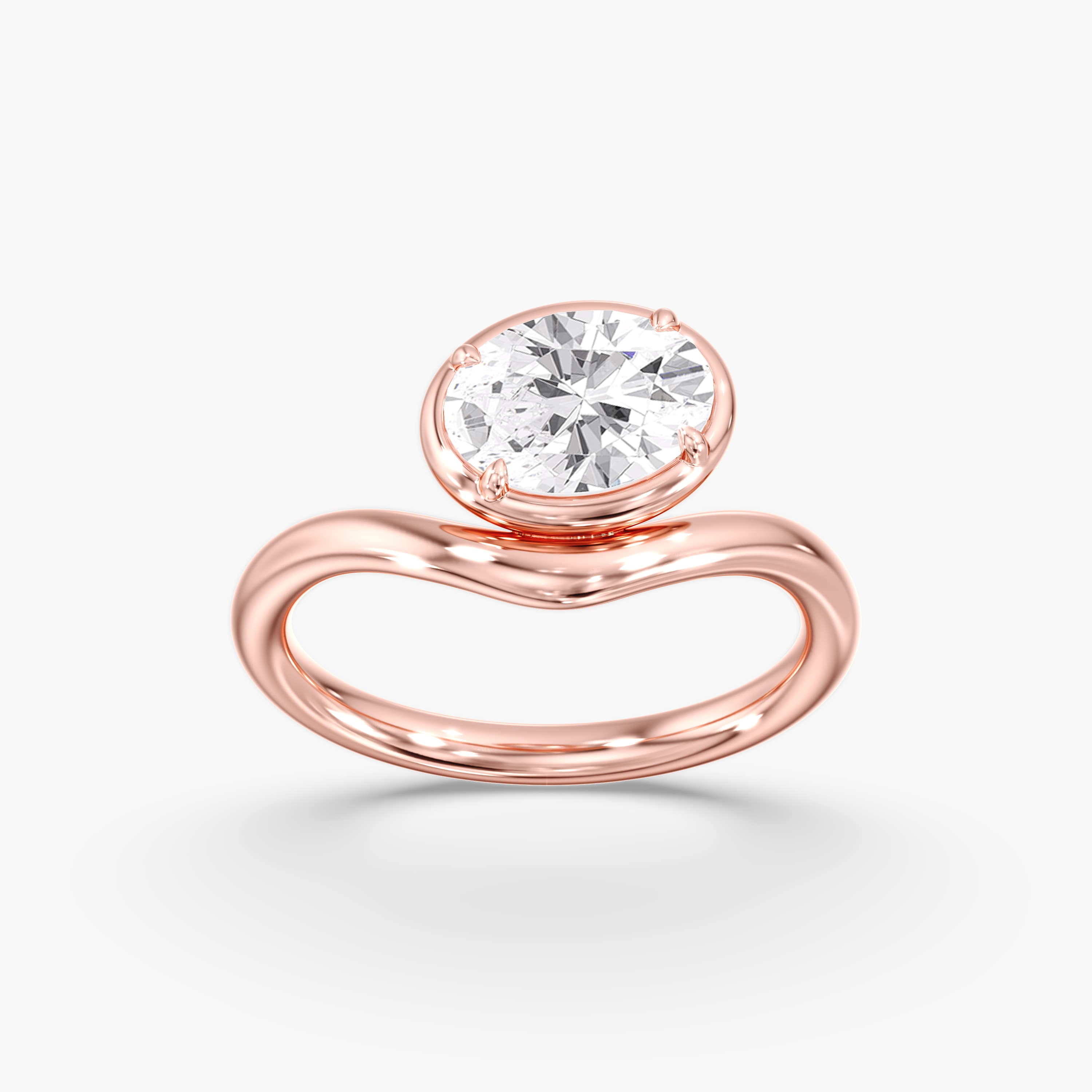 Lab Diamond Solitaire Oval Ring 1 Ctw (1 ct. tw.), On hand view in rose gold