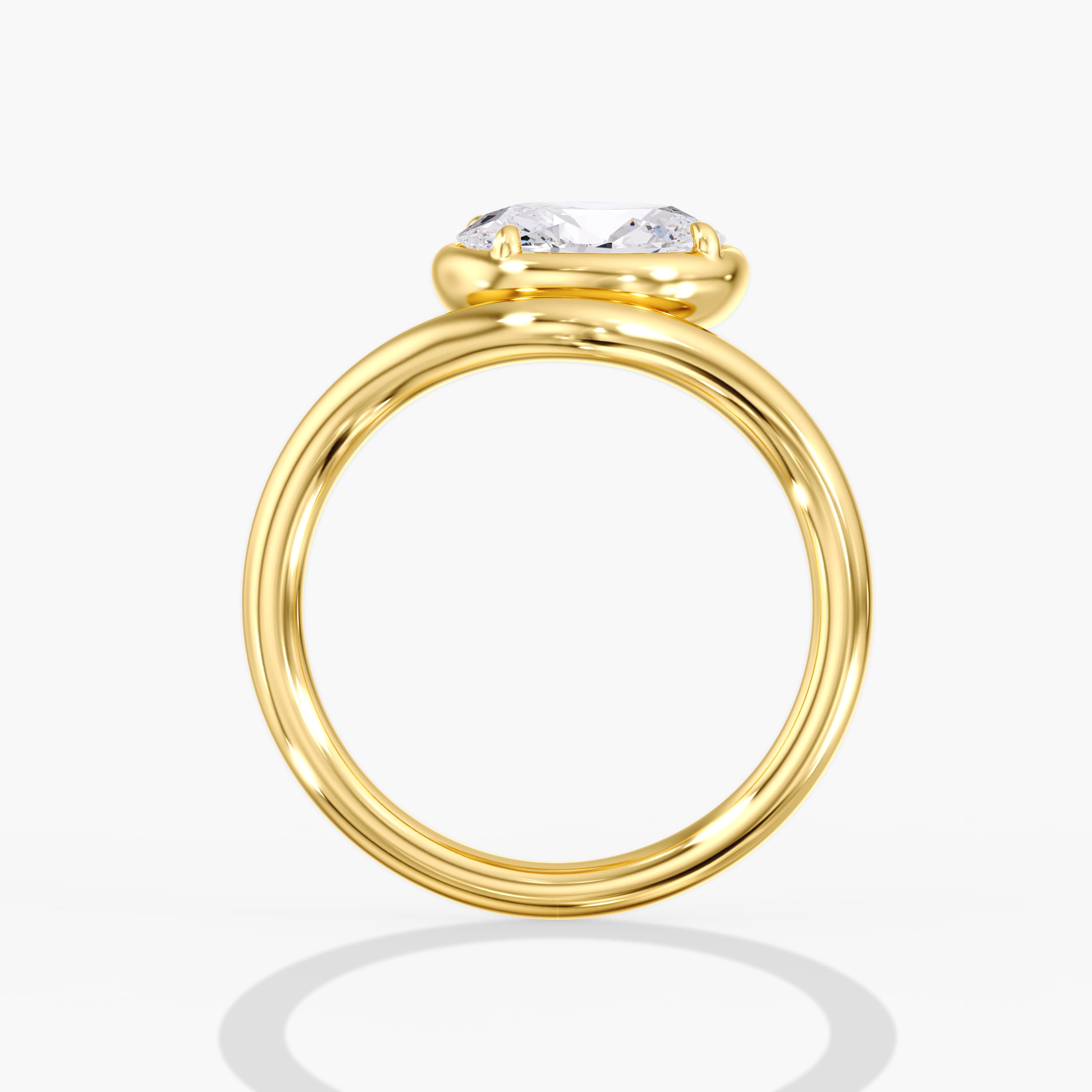 Lab Diamond Solitaire Oval Ring 1 Ctw (1 ct. tw.), Side view in yellow gold